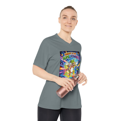 Potz™ Women's Performance V-Neck T-Shirt – "Energy is My Superpower!" Graphic Tee | Smile Universe Collection
