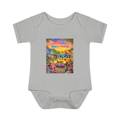 Lani™ Infant Baby Rib Bodysuit – "Safe Rides, Happy Hearts" Graphic