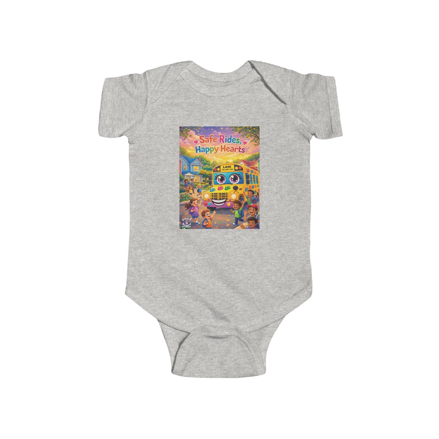 Lani™ Infant Fine Jersey Bodysuit – "Safe Rides, Happy Hearts" Graphic