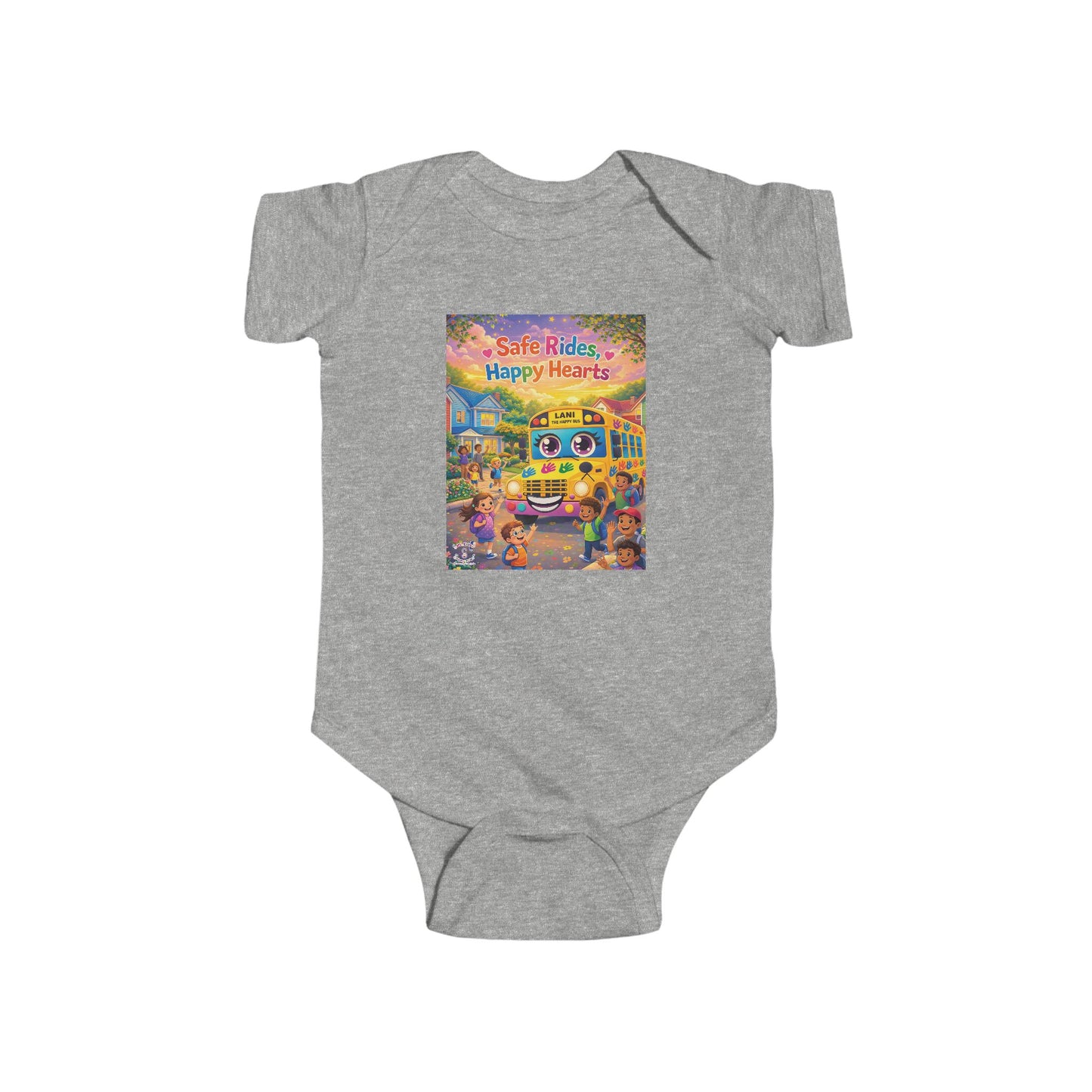 Lani™ Infant Fine Jersey Bodysuit – "Safe Rides, Happy Hearts" Graphic
