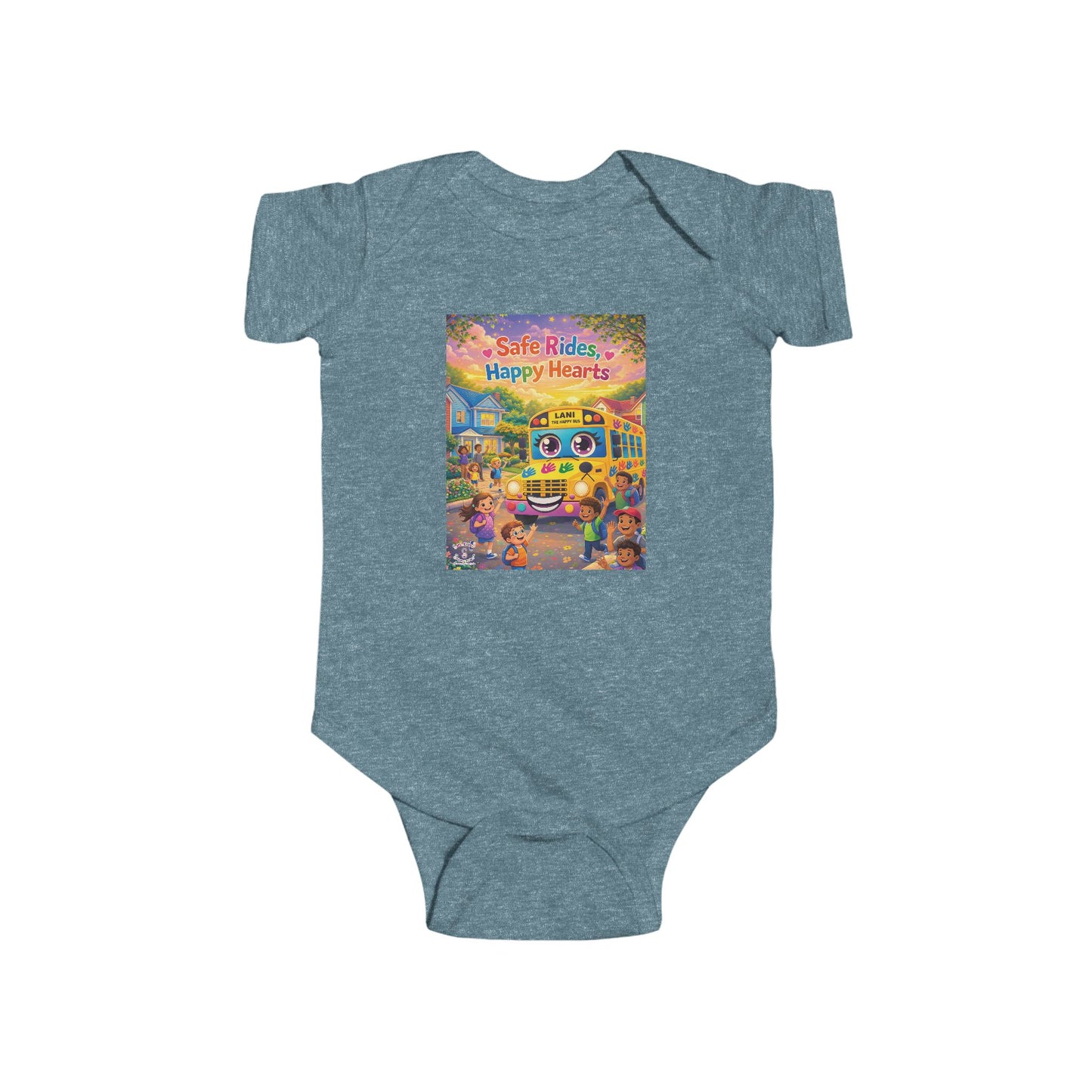 Lani™ Infant Fine Jersey Bodysuit – "Safe Rides, Happy Hearts" Graphic