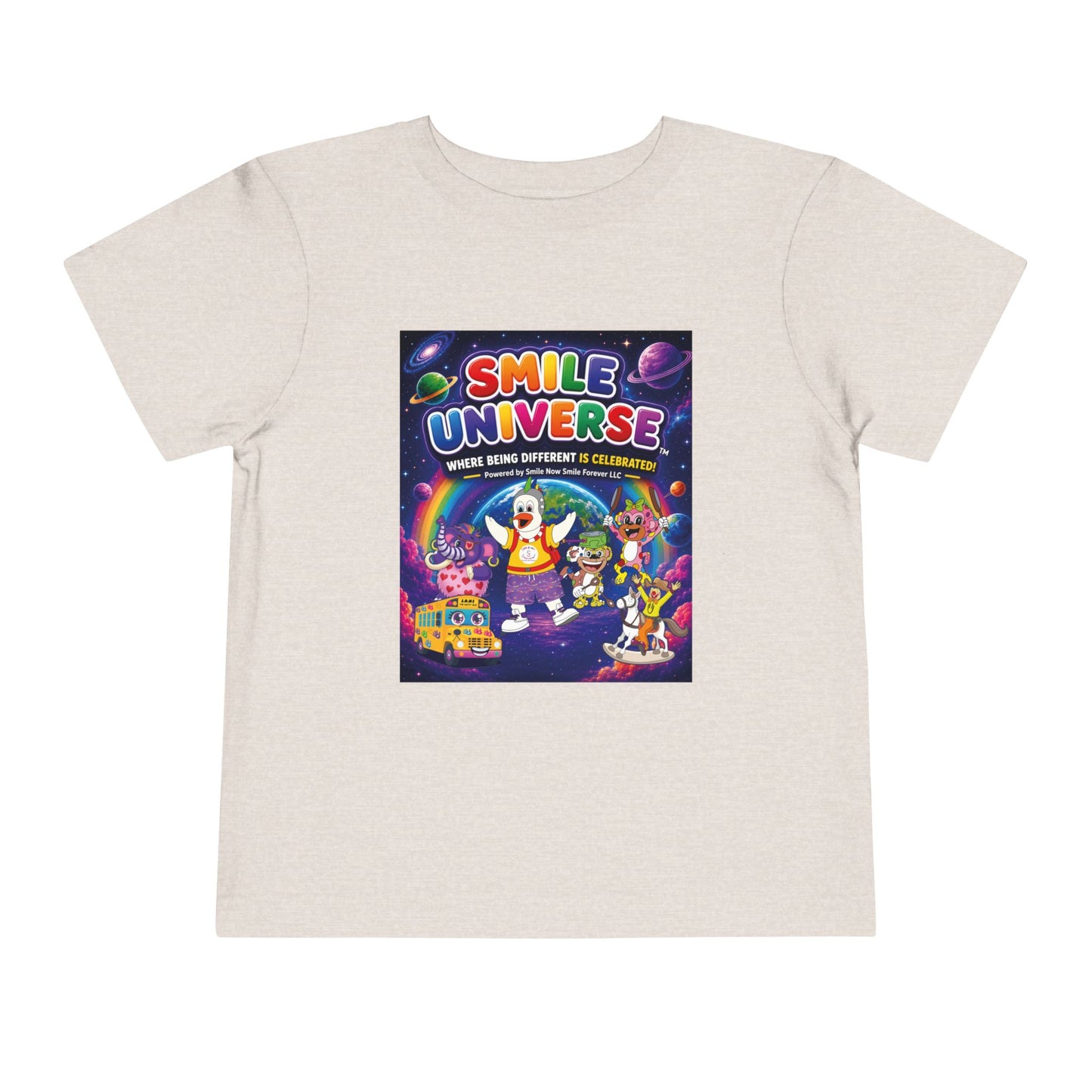 Smile Universe™ Toddler Short Sleeve Tee – "Where Being Different is CELEBRATED!" Graphic
