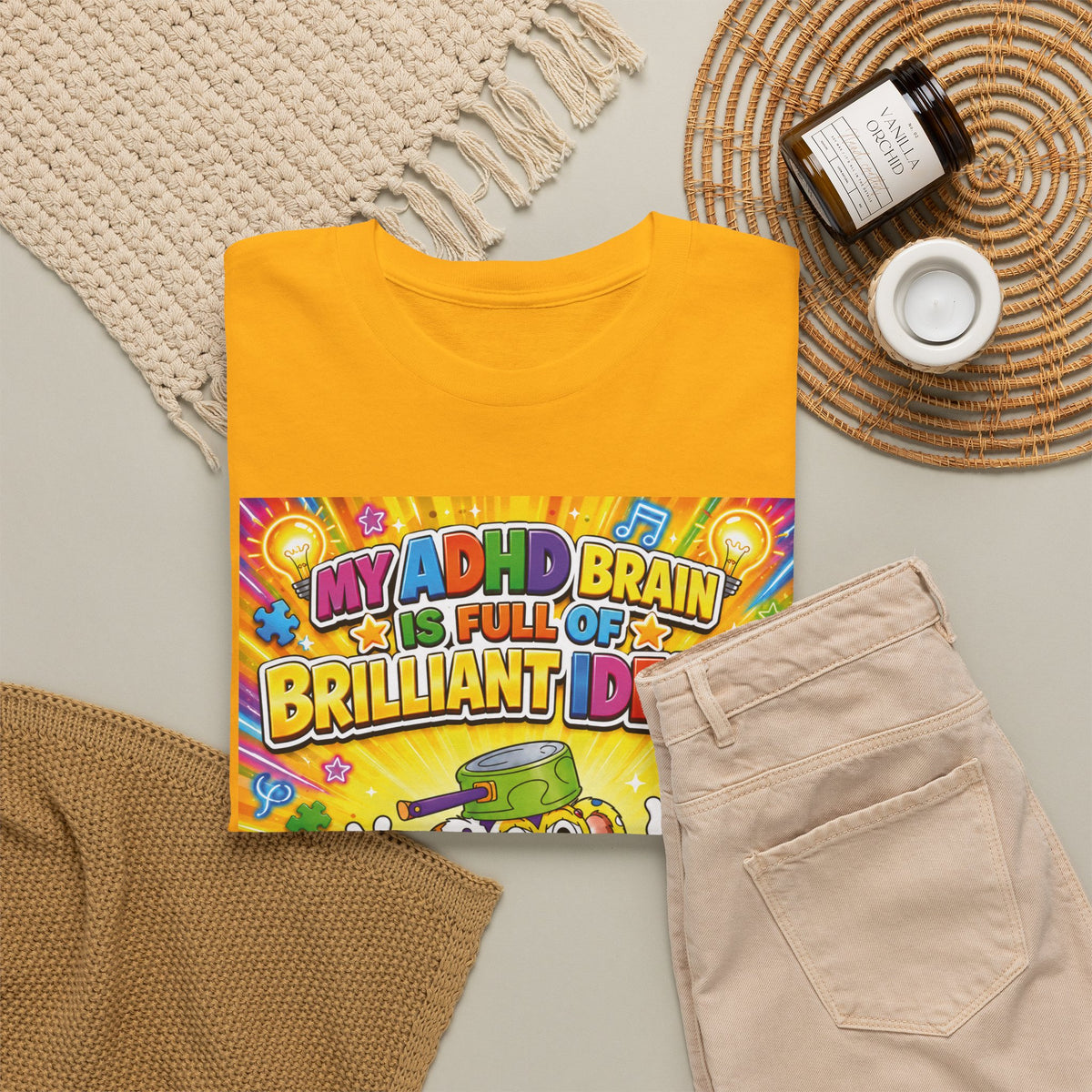Potz™ Unisex Heavy Cotton™ Tee – "My ADHD Brain is Full of Brilliant Ideas!" Graphic Tee | Smile Universe Collection