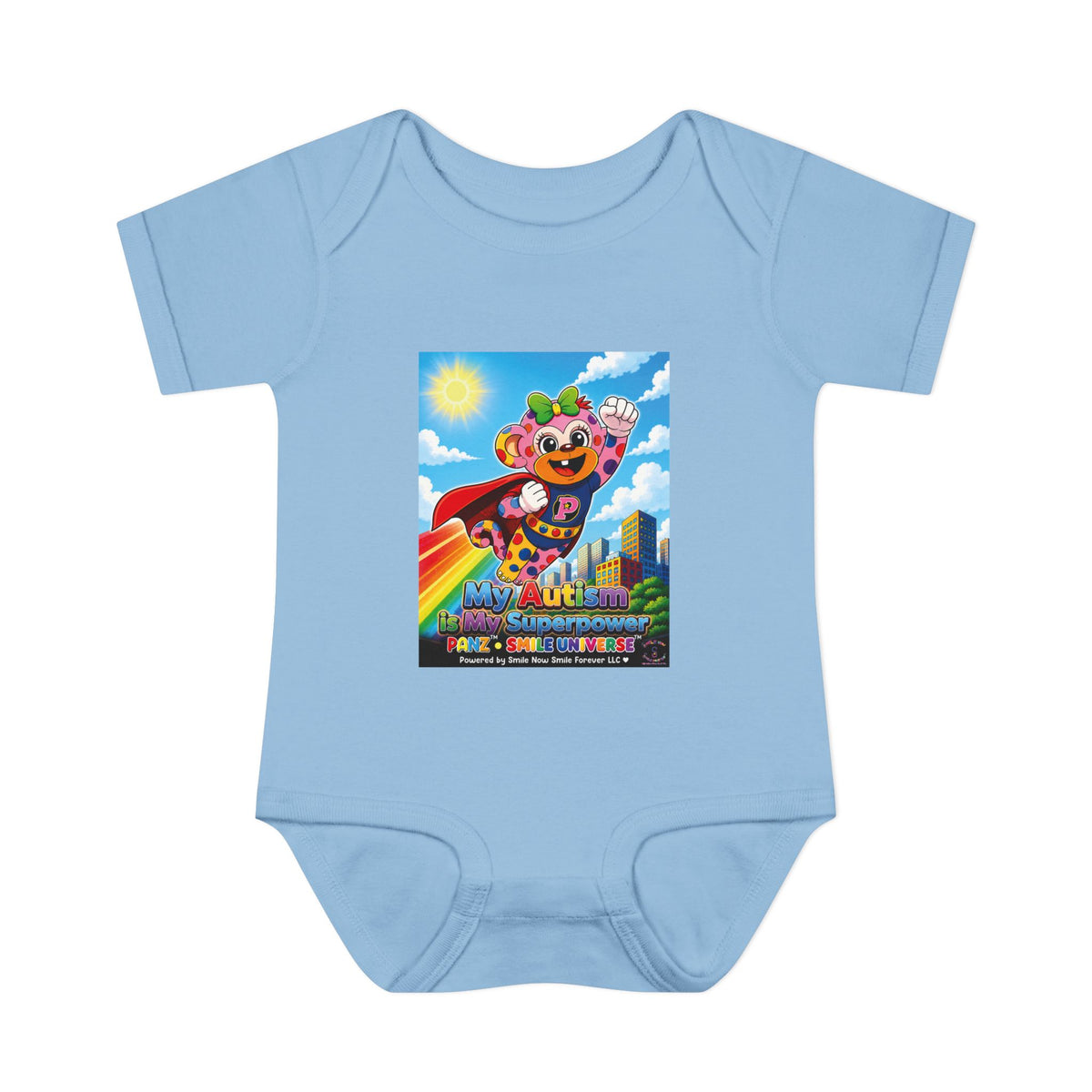 Panz™ Infant Baby Rib Bodysuit – "My Autism is My Superpower" Graphic | Smile Universe Collection