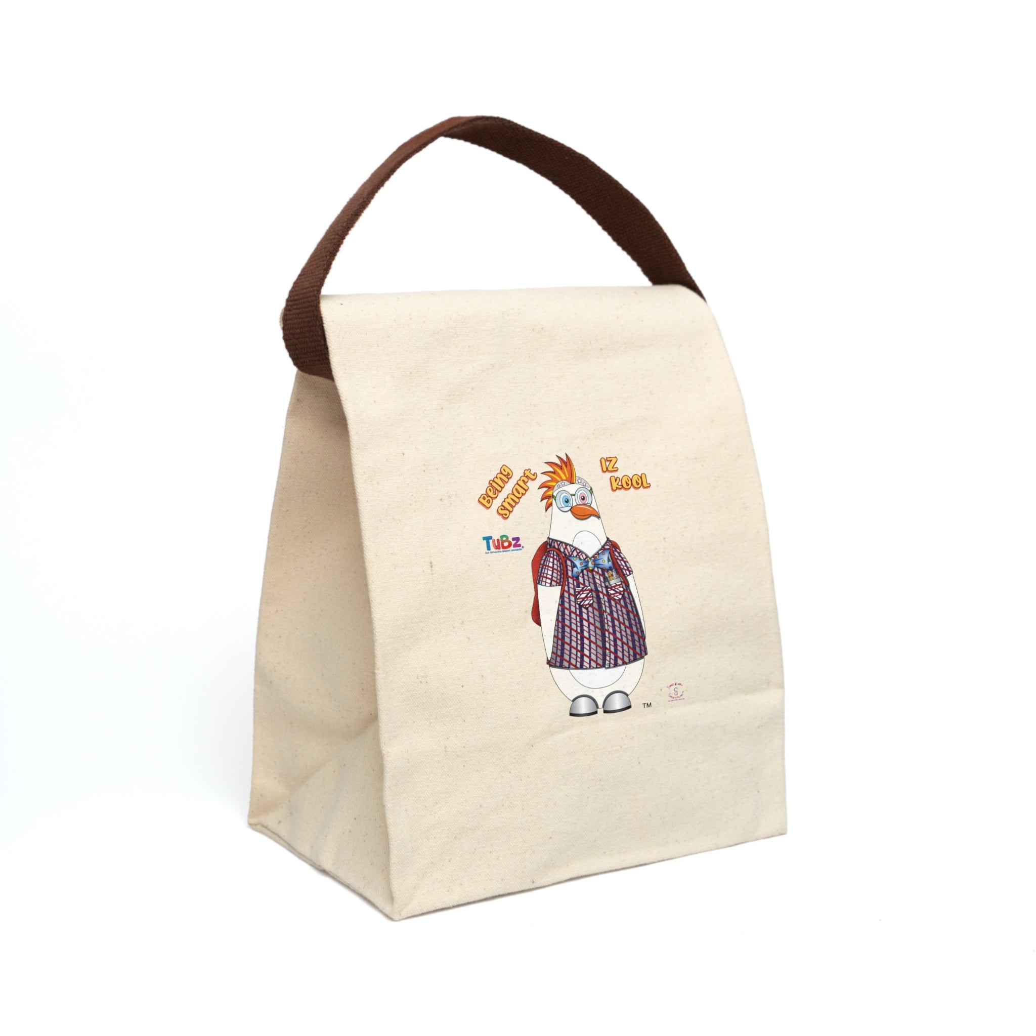 TuBz™ "Being Smart Iz Kool" Canvas Lunch Bag - Kids School Tote