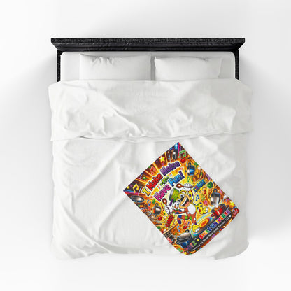 Potz™ Velveteen Plush Blanket – "I Make Noise -n- Have Fun!" Graphic Throw | Smile Universe Collection