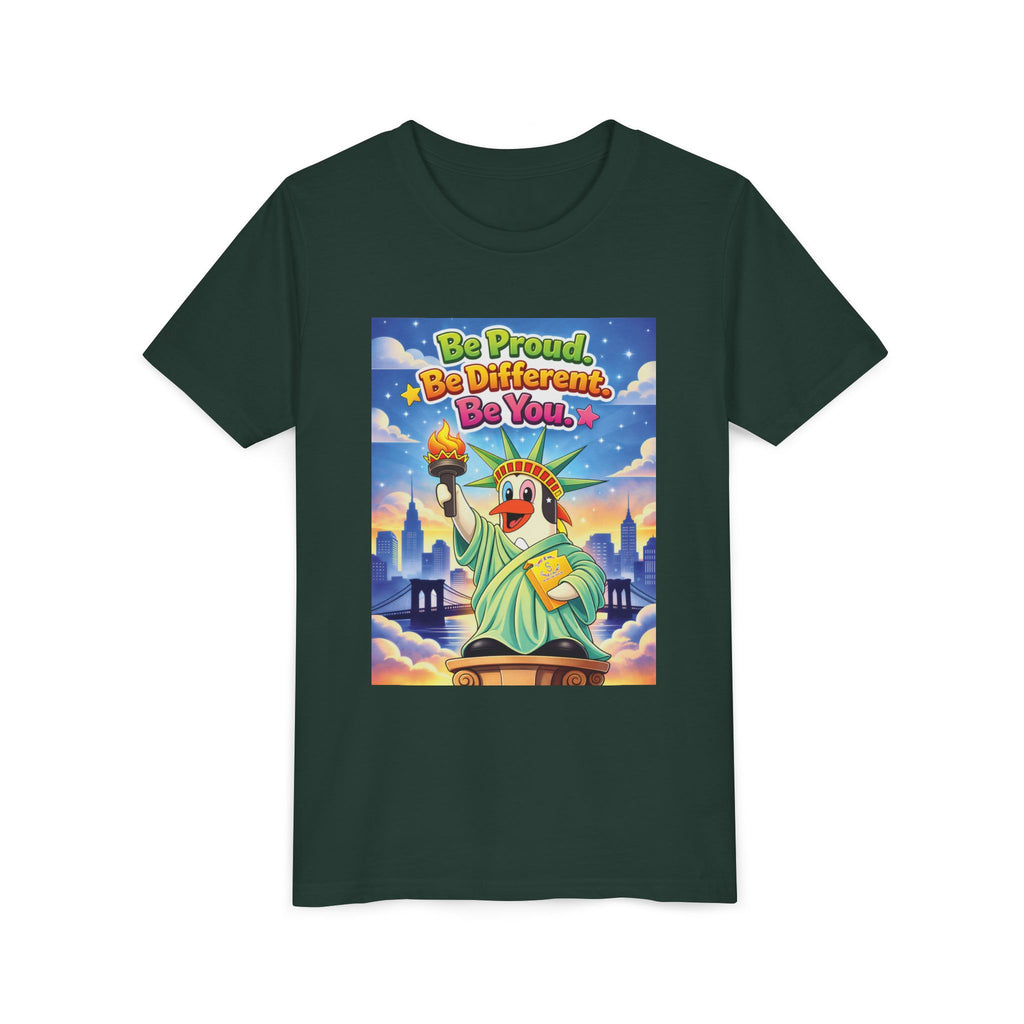TuBz™M "Be Proud. Be Different. Be You." Kids T-Shirt - Inspirational Graphic Tee