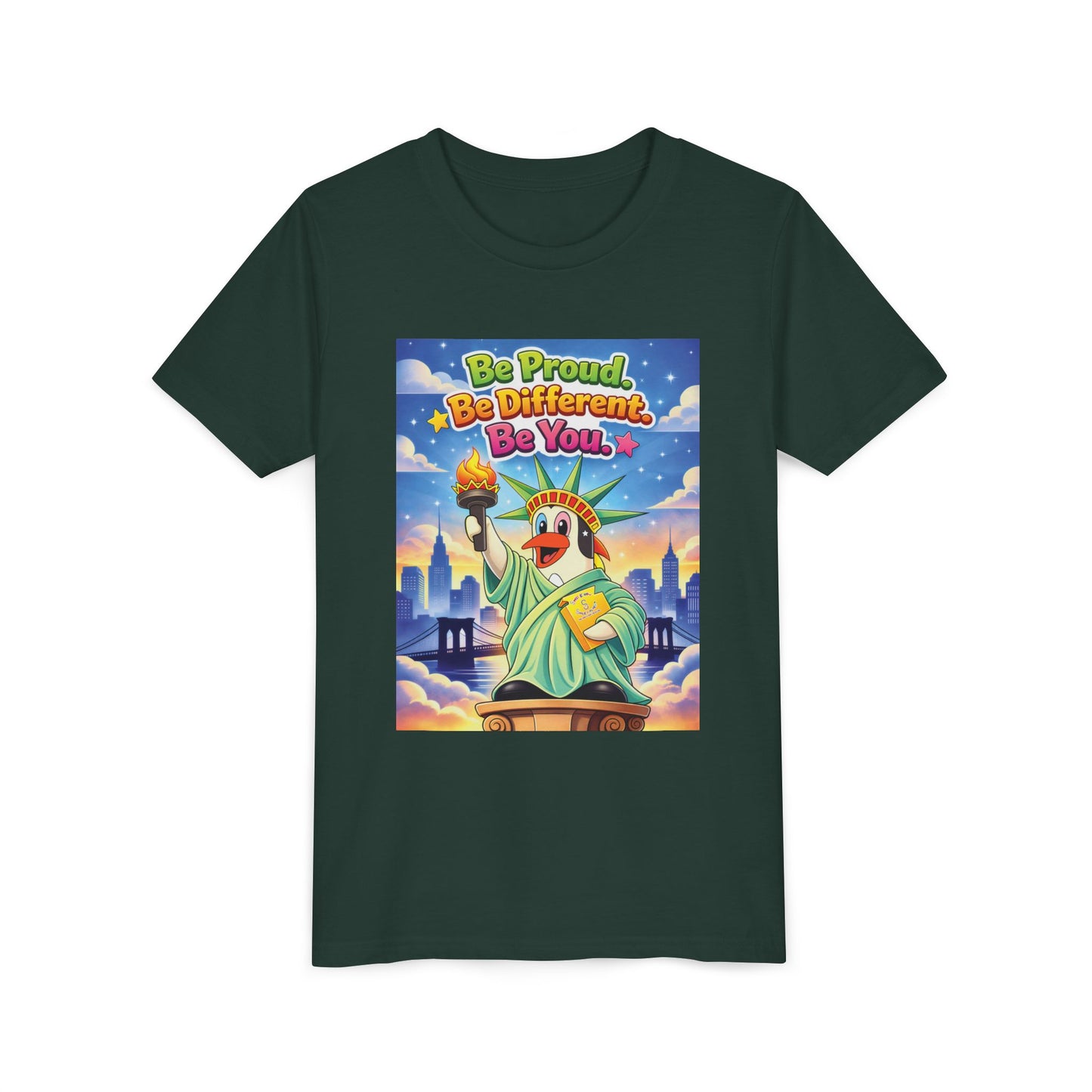TuBz™M "Be Proud. Be Different. Be You." Kids T-Shirt - Inspirational Graphic Tee