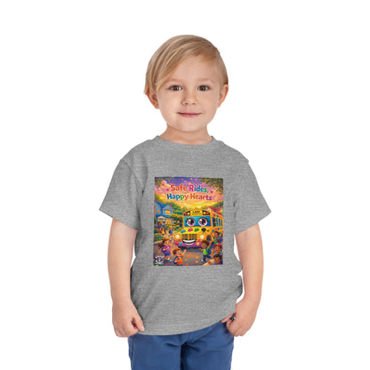 Lani™ Toddler Short Sleeve Tee – "Safe Rides, Happy Hearts" Graphic
