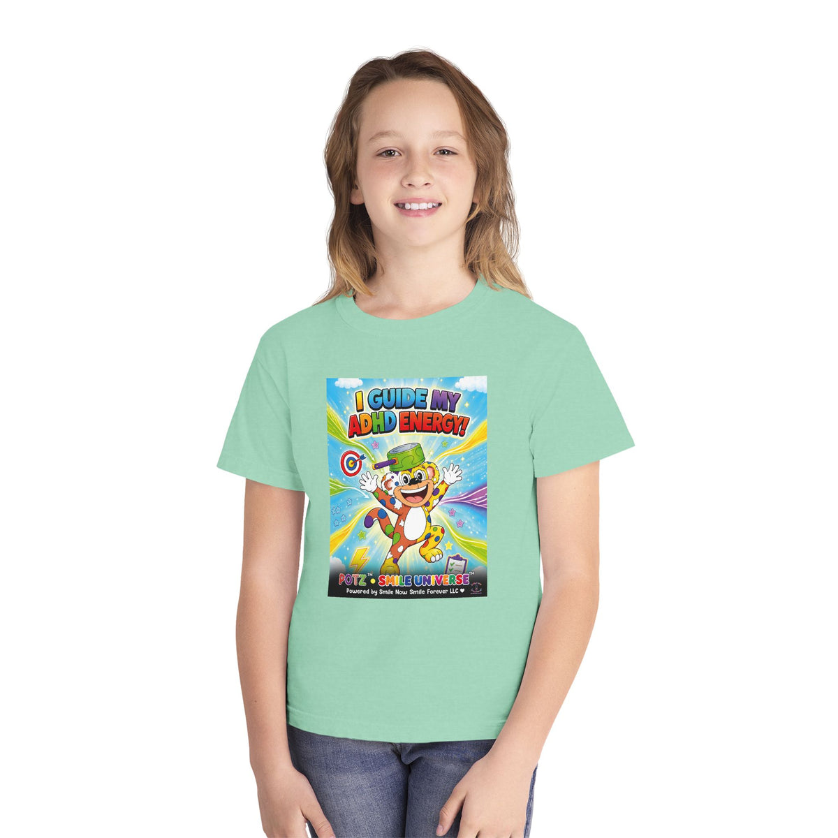 Potz™ Youth Midweight Tee – "I Guide My ADHD Energy!" Graphic Tee | Smile Universe Collection