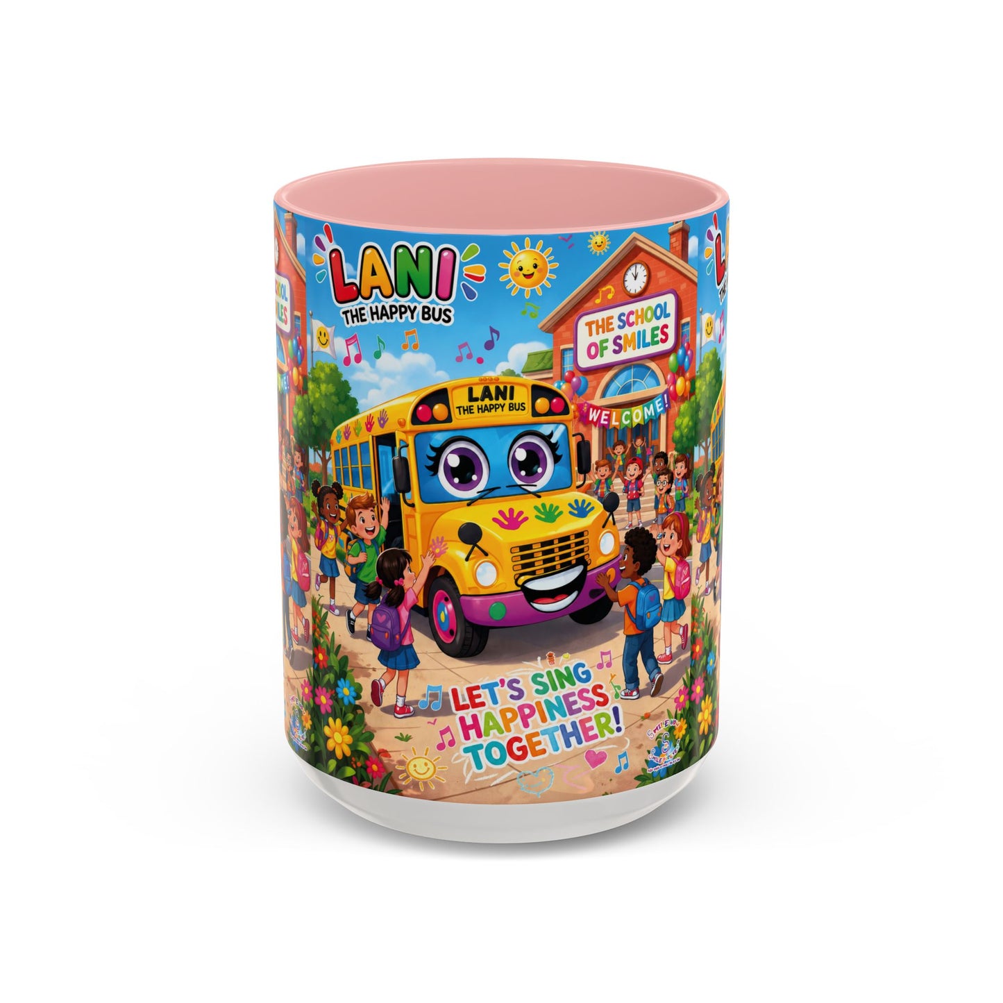 Lani™ Accent Coffee Mug (11oz & 15oz) – "Let's Sing Happiness Together!" Graphic