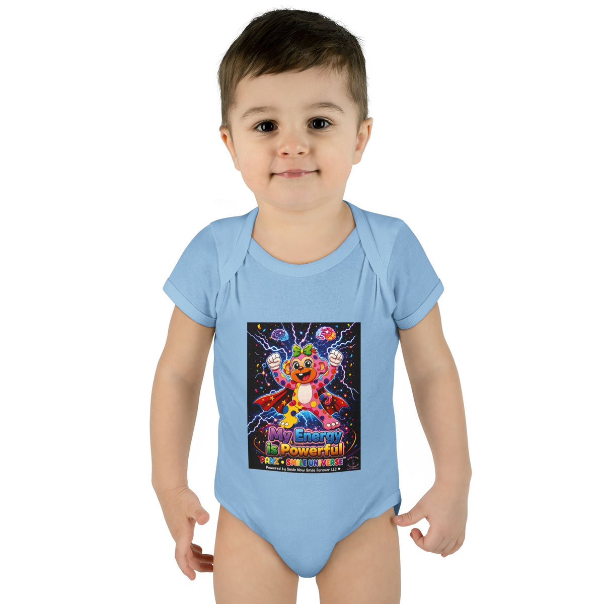 Panz™ Infant Baby Rib Bodysuit – "My Energy is Powerful" Graphic Onesie | Smile Universe Collection