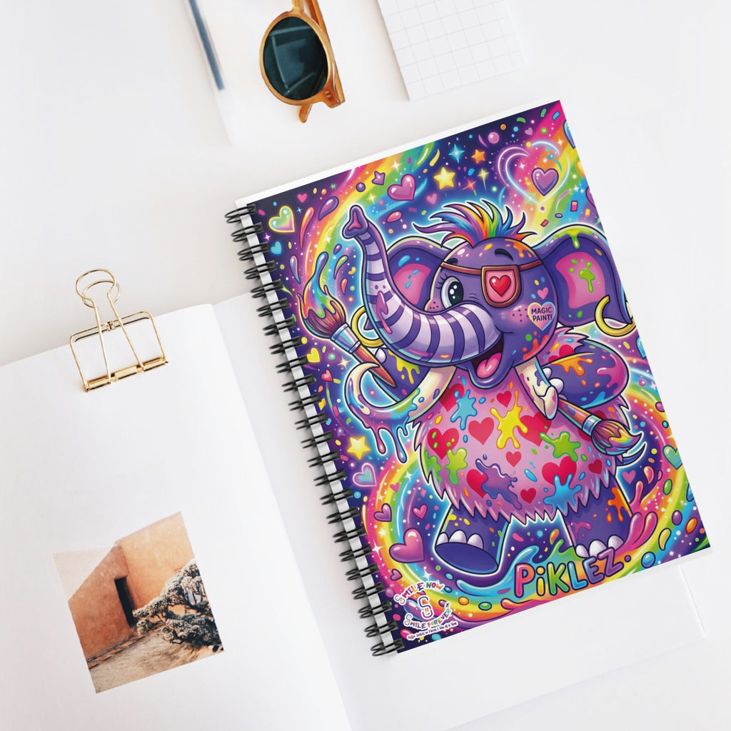 Piklez™ Spiral Notebook – Ruled Line | "Magic Paint!" Graphic | Smile Universe Collection