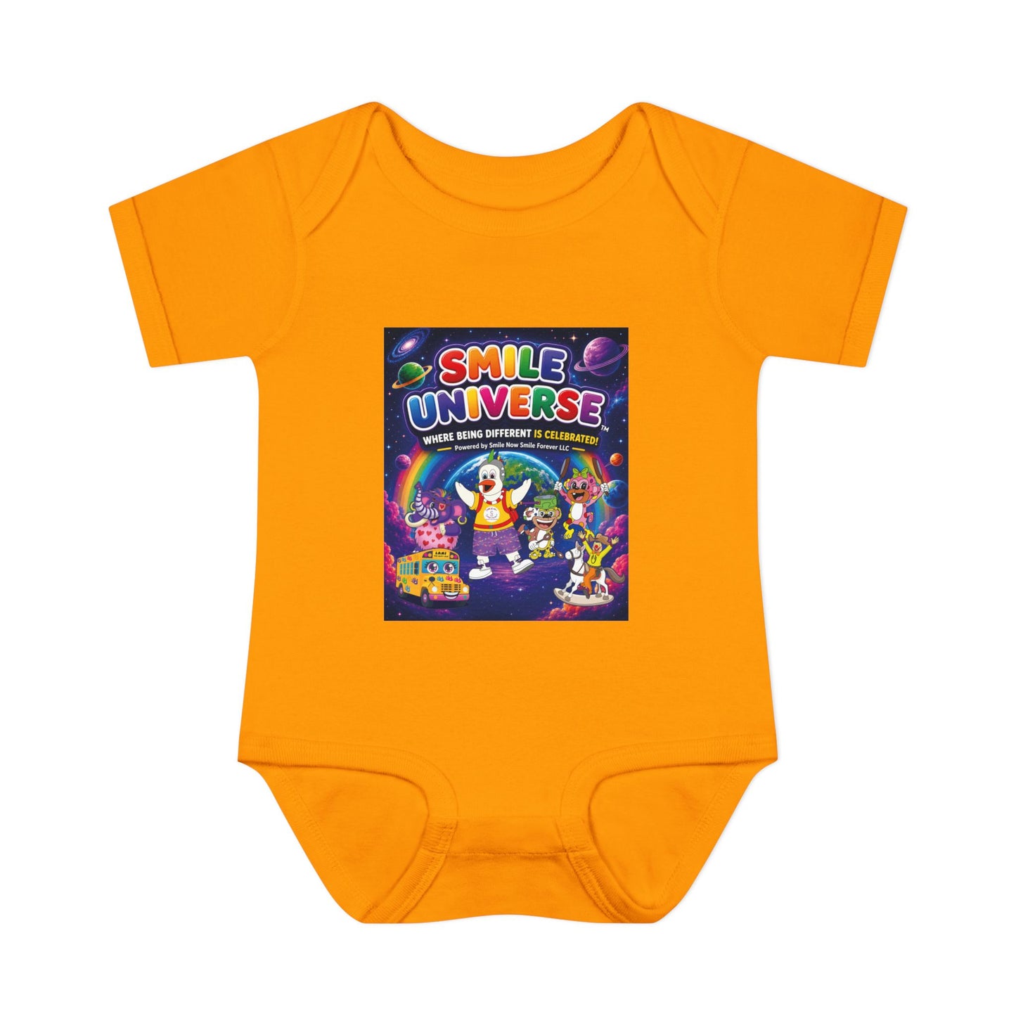 Smile Universe™ Infant Baby Rib Bodysuit – "Where Being Different is CELEBRATED!" Graphic