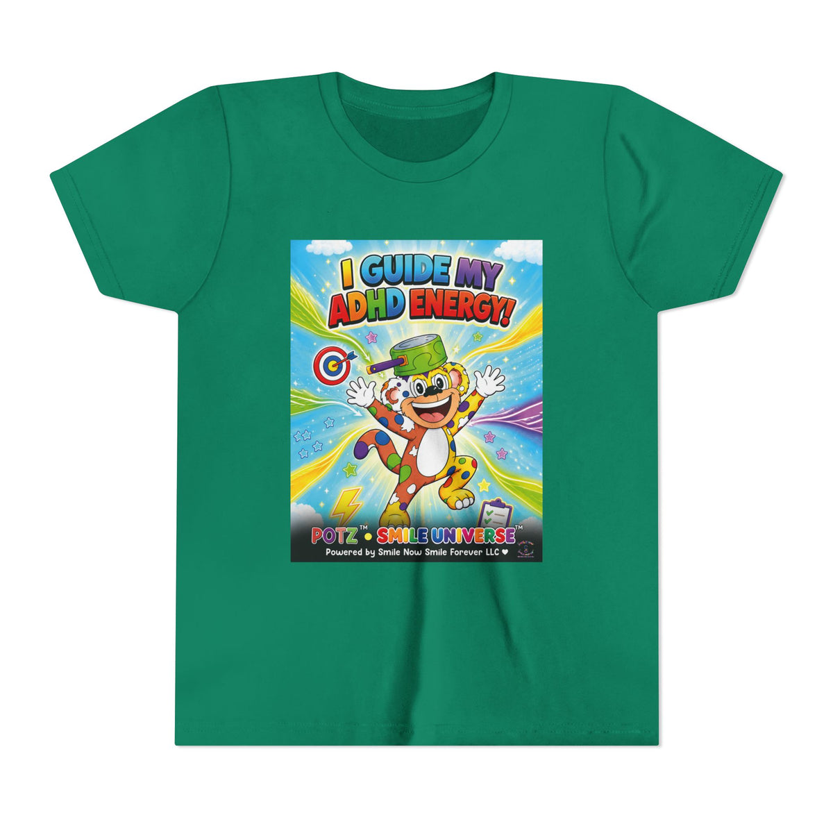 Potz™ Youth Short Sleeve Tee – "I Guide My ADHD Energy!" Graphic Tee | Smile Universe Collection
