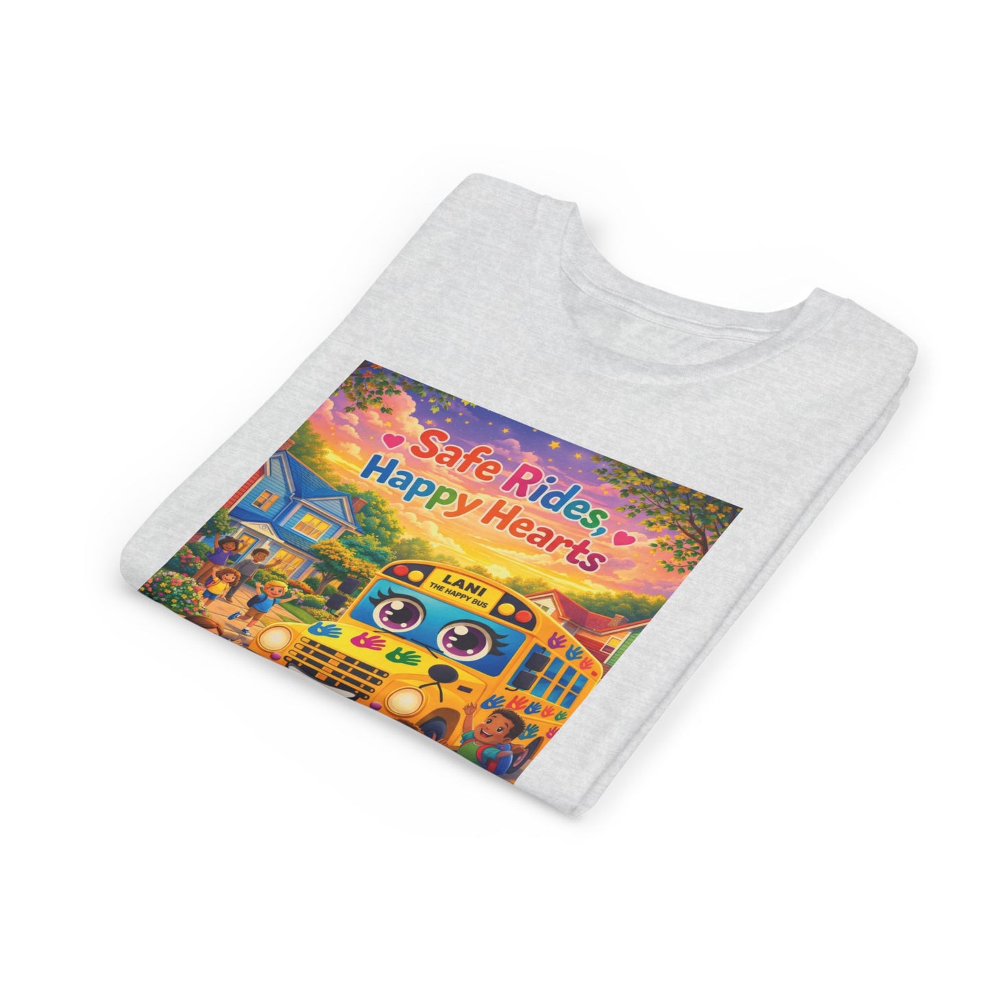 Lani™ Youth Short Sleeve Tee – "Safe Rides, Happy Hearts" Graphic