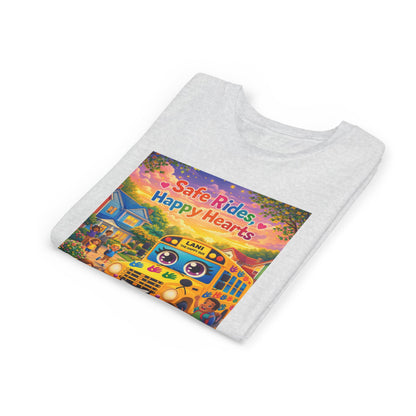 Lani™ Youth Short Sleeve Tee – "Safe Rides, Happy Hearts" Graphic
