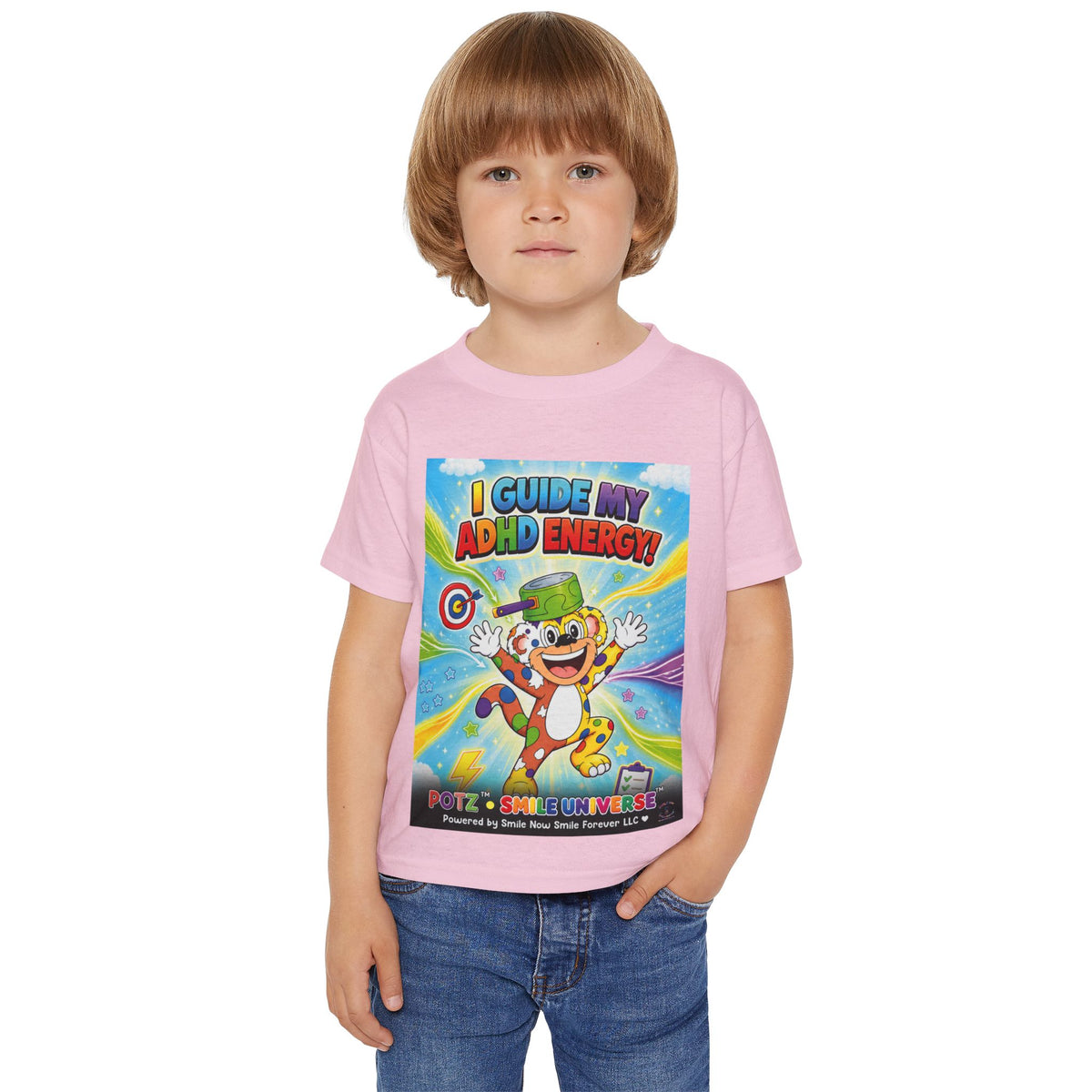 Potz™ Heavy Cotton™ Toddler T-Shirt – "I Guide My ADHD Energy!" Graphic Tee | Smile Universe Collection