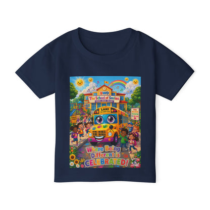 Lani™ Heavy Cotton™ Toddler T-Shirt – "Where Being Different is CELEBRATED!" Graphic Shirt