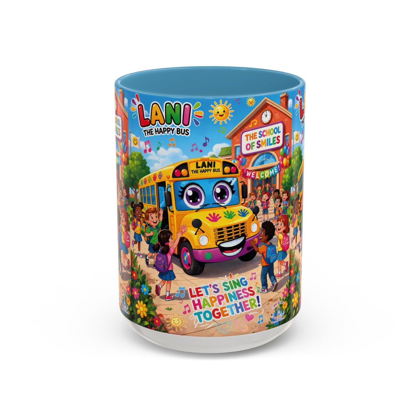 Lani™ Accent Coffee Mug (11oz & 15oz) – "Let's Sing Happiness Together!" Graphic
