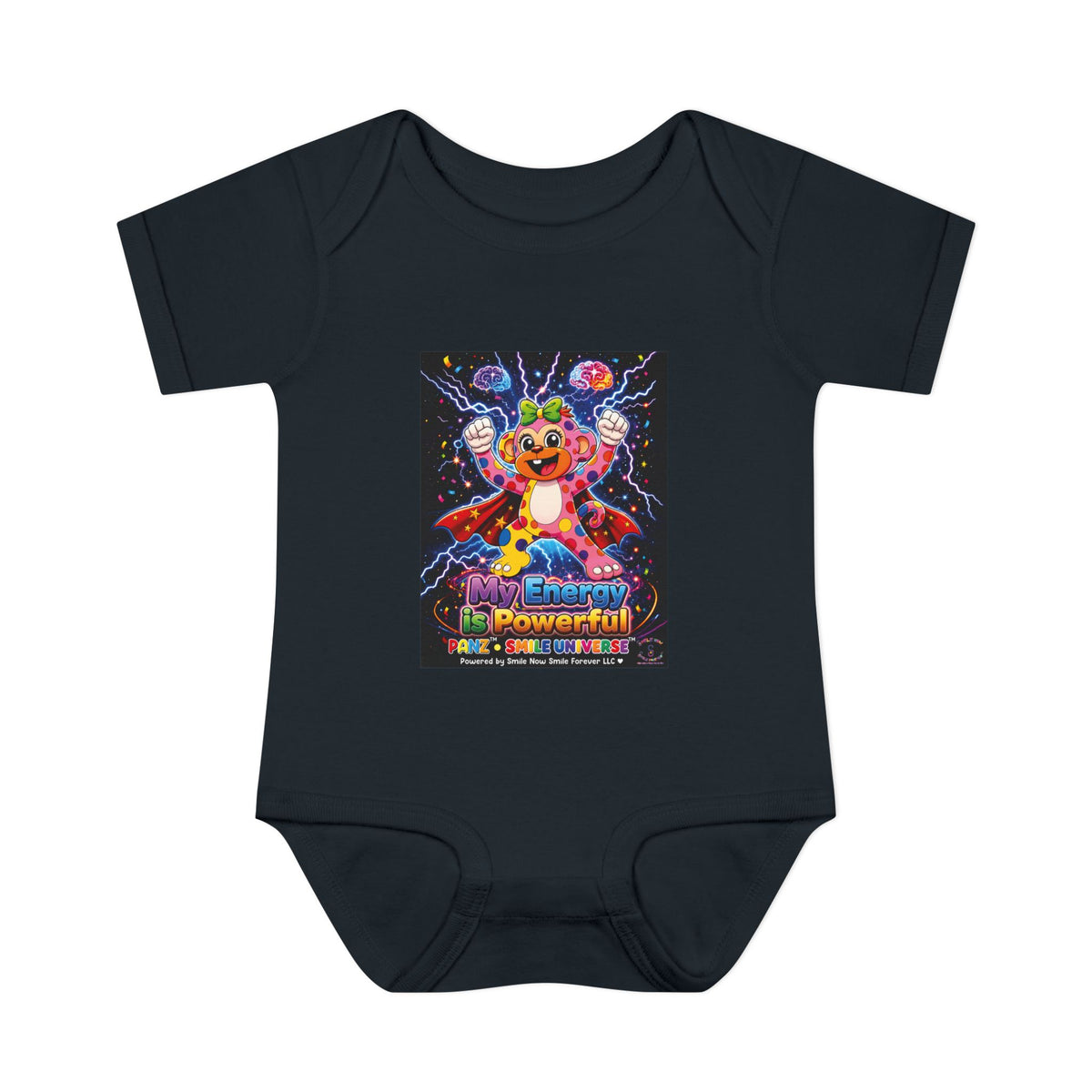 Panz™ Infant Baby Rib Bodysuit – "My Energy is Powerful" Graphic Onesie | Smile Universe Collection