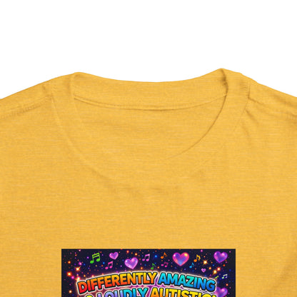 Panz™ Toddler Short Sleeve Tee – "Differently Amazing & Loudly Autistic!" Graphic | Smile Universe Collection