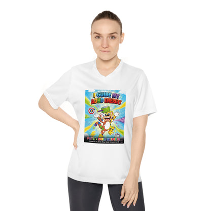 Potz™ Women's Performance V-Neck T-Shirt – "I Guide My ADHD Energy!" Graphic Tee | Smile Universe Collection