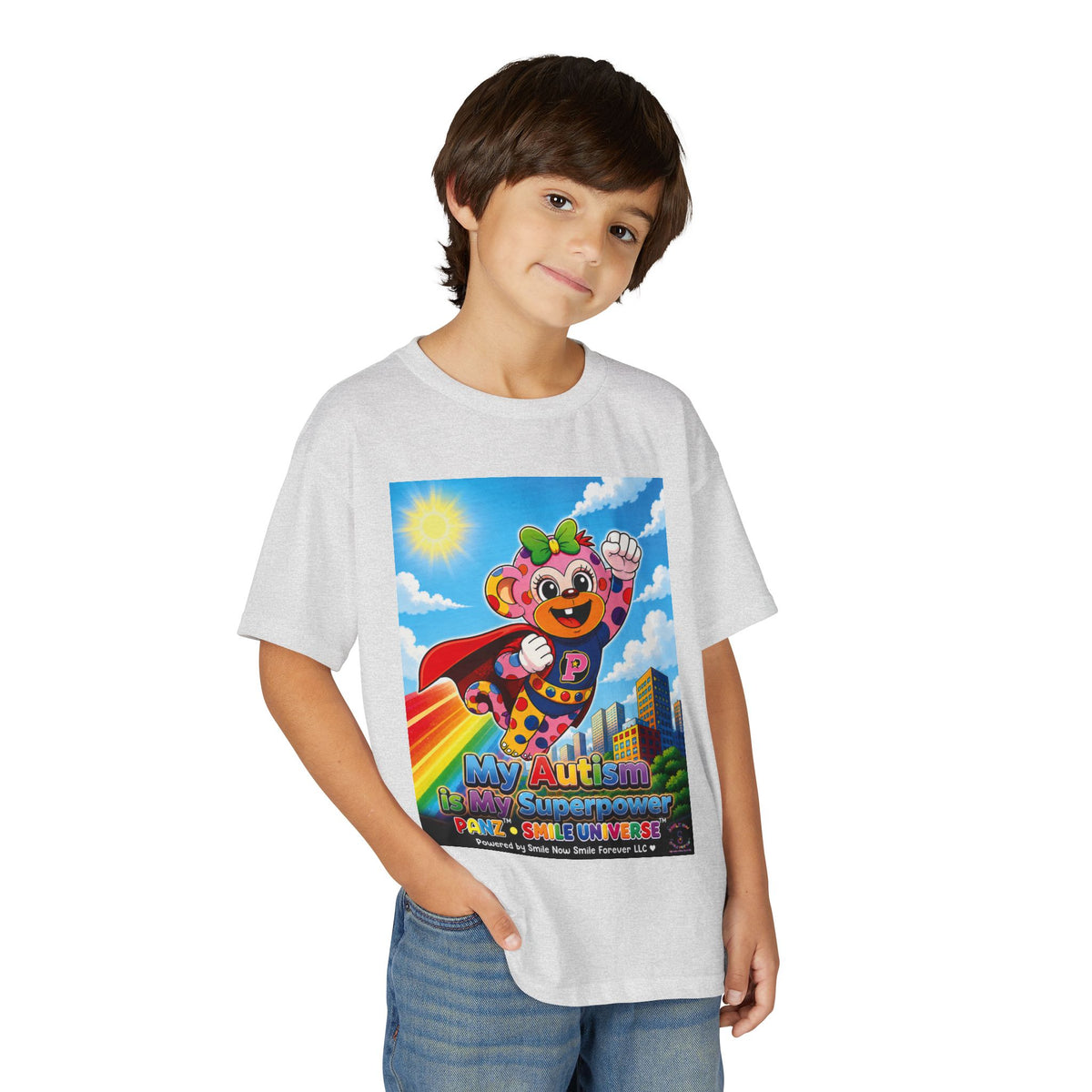 Panz™ Youth DryBlend® T-Shirt – "My Autism is My Superpower" Graphic | Smile Universe Collection