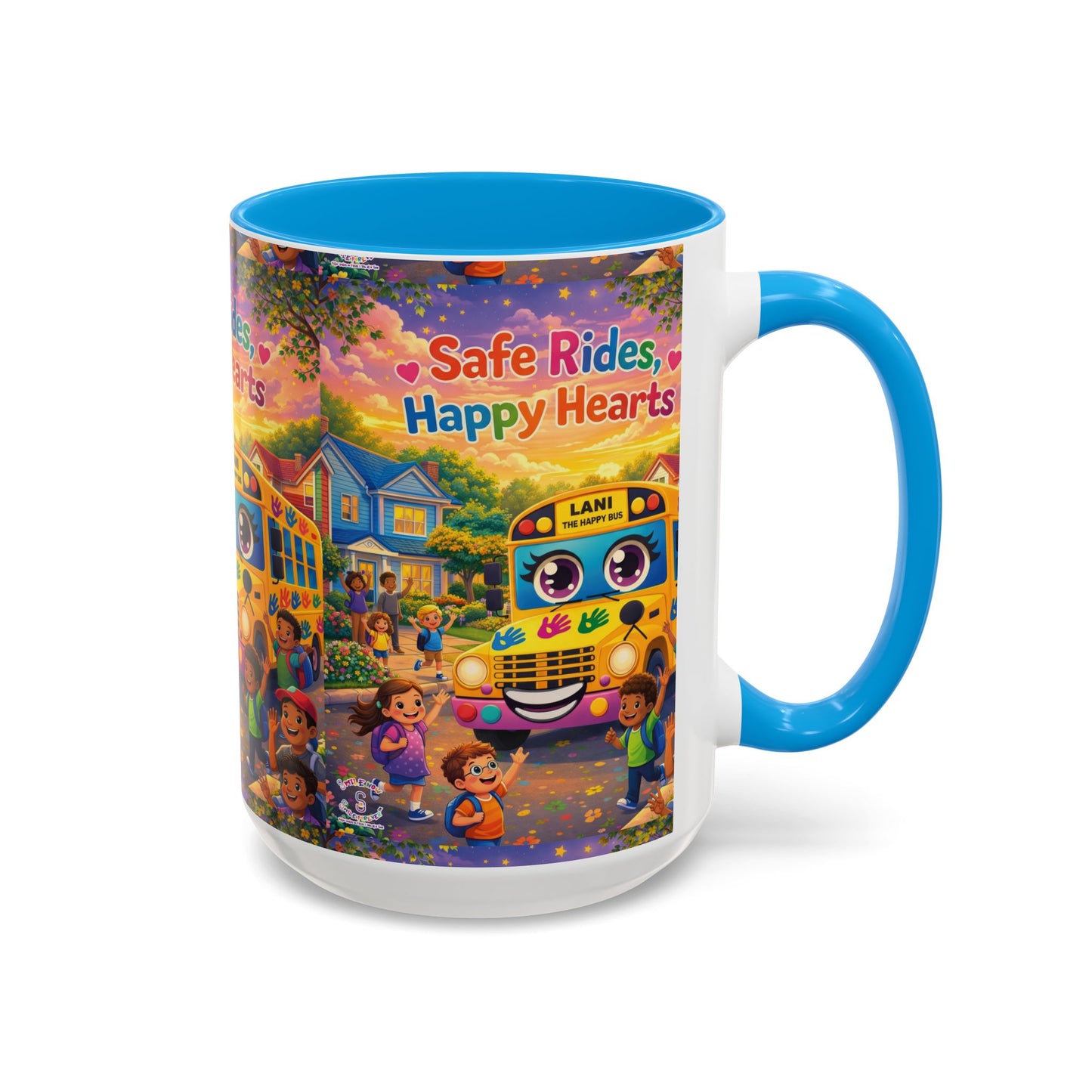 Lani™ Colorful Mug (11oz & 15oz) – "Safe Rides, Happy Hearts" Graphic