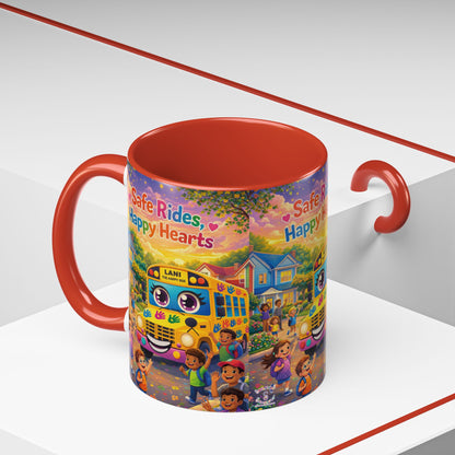 Lani™ Accent Coffee Mug (11oz & 15oz) – "Safe Rides, Happy Hearts" Graphic