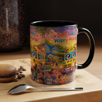 Lani™ Accent Coffee Mug (11oz & 15oz) – "Safe Rides, Happy Hearts" Graphic