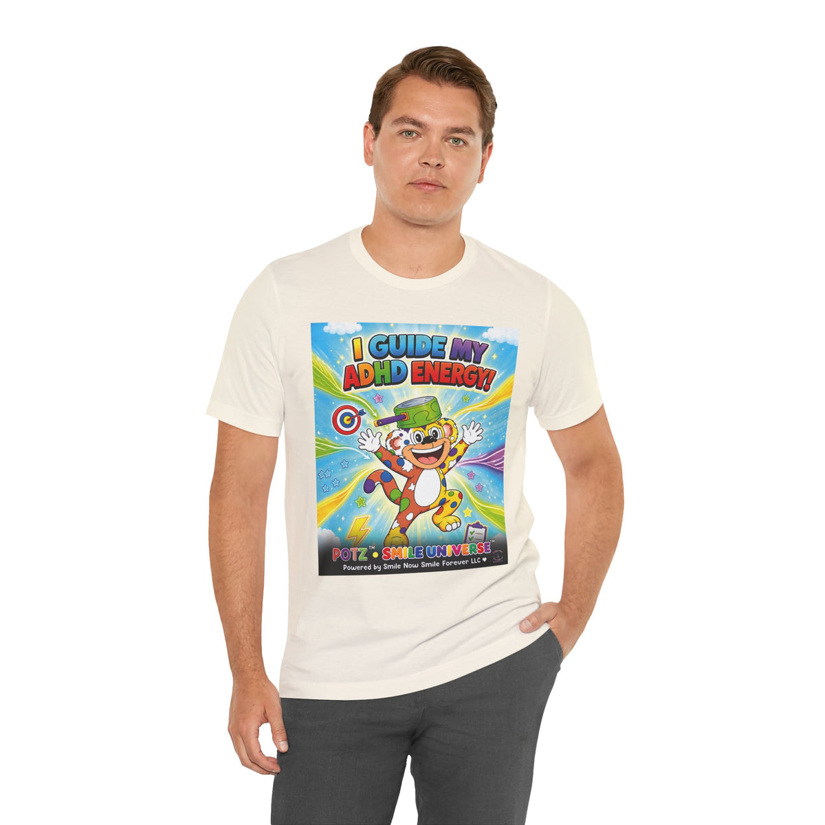 Potz™ Unisex Jersey Short Sleeve Tee – "I Guide My ADHD Energy!" Graphic Tee | Smile Universe Collection