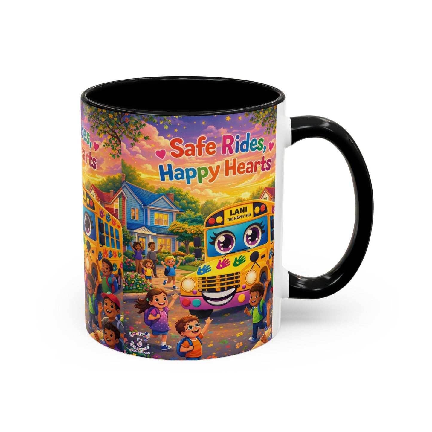 Lani™ Accent Coffee Mug (11oz & 15oz) – "Safe Rides, Happy Hearts" Graphic