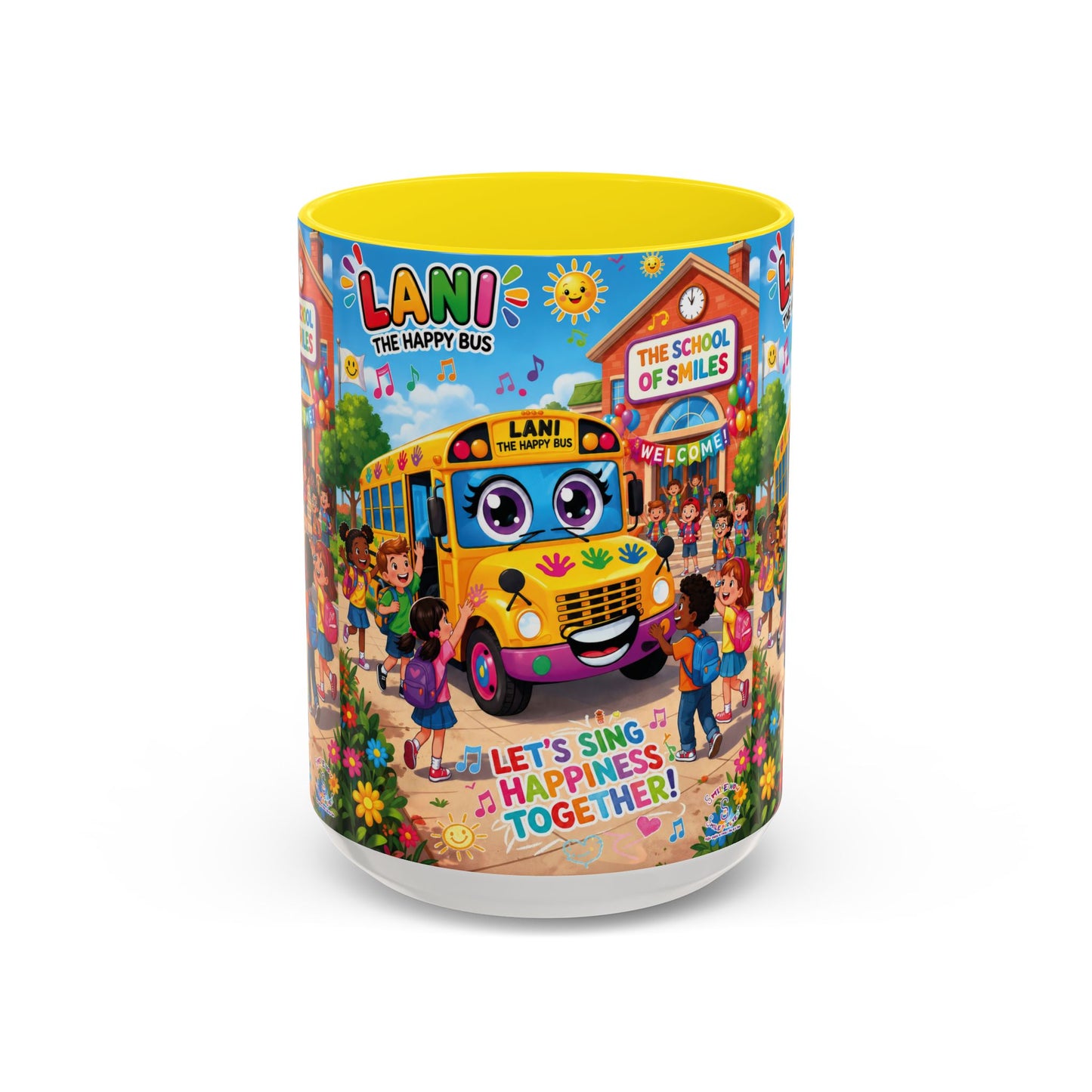 Lani™ Accent Coffee Mug (11oz & 15oz) – "Let's Sing Happiness Together!" Graphic