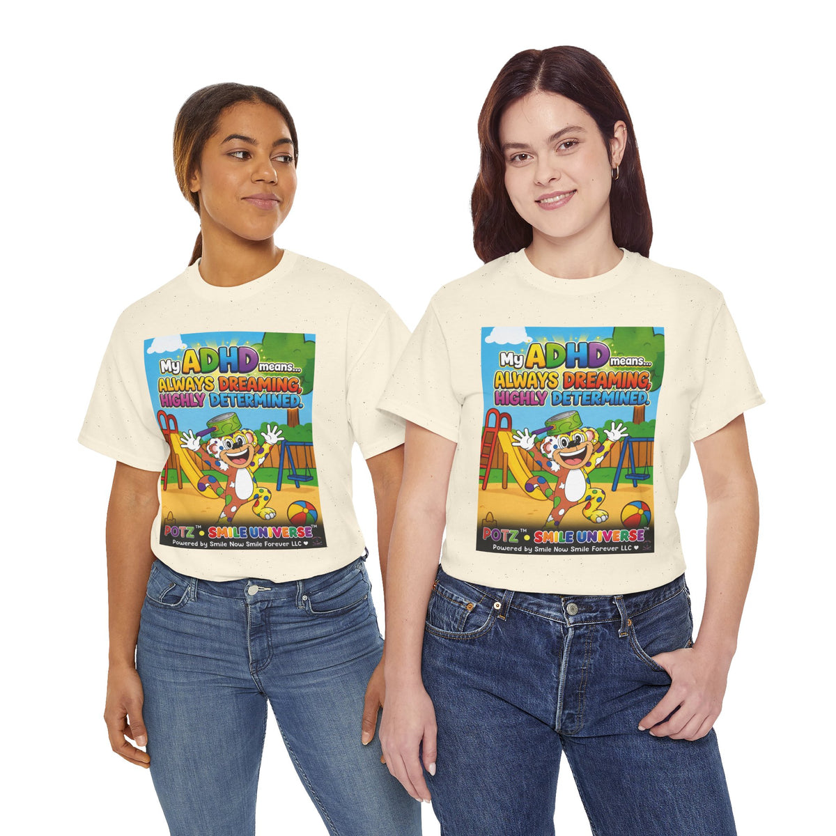 Potz™ Unisex Heavy Cotton™ Tee – "My ADHD Means Always Dreaming, Highly Determined" Graphic Tee | Smile Universe Collection