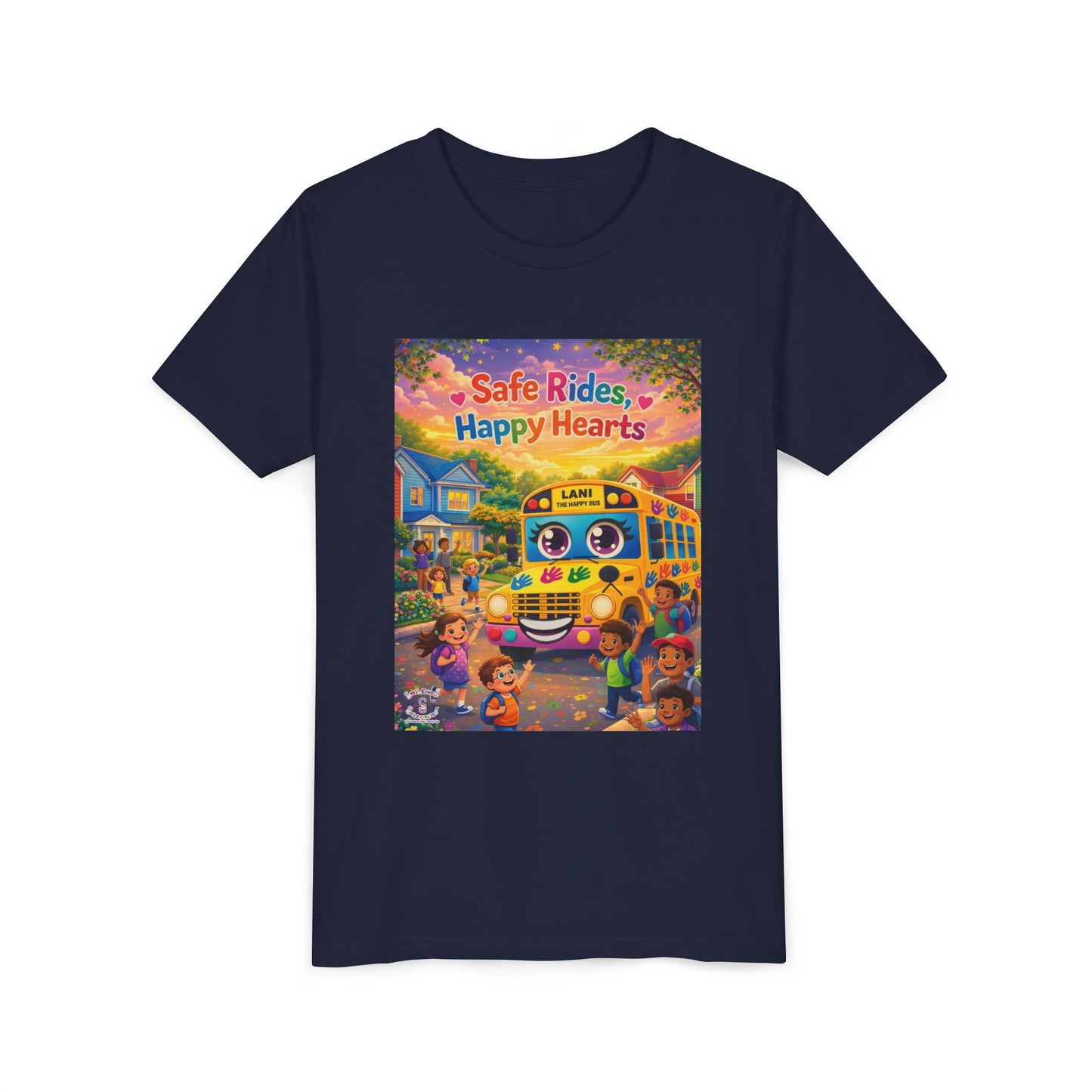 Lani™ Youth Short Sleeve Tee – "Safe Rides, Happy Hearts" Graphic