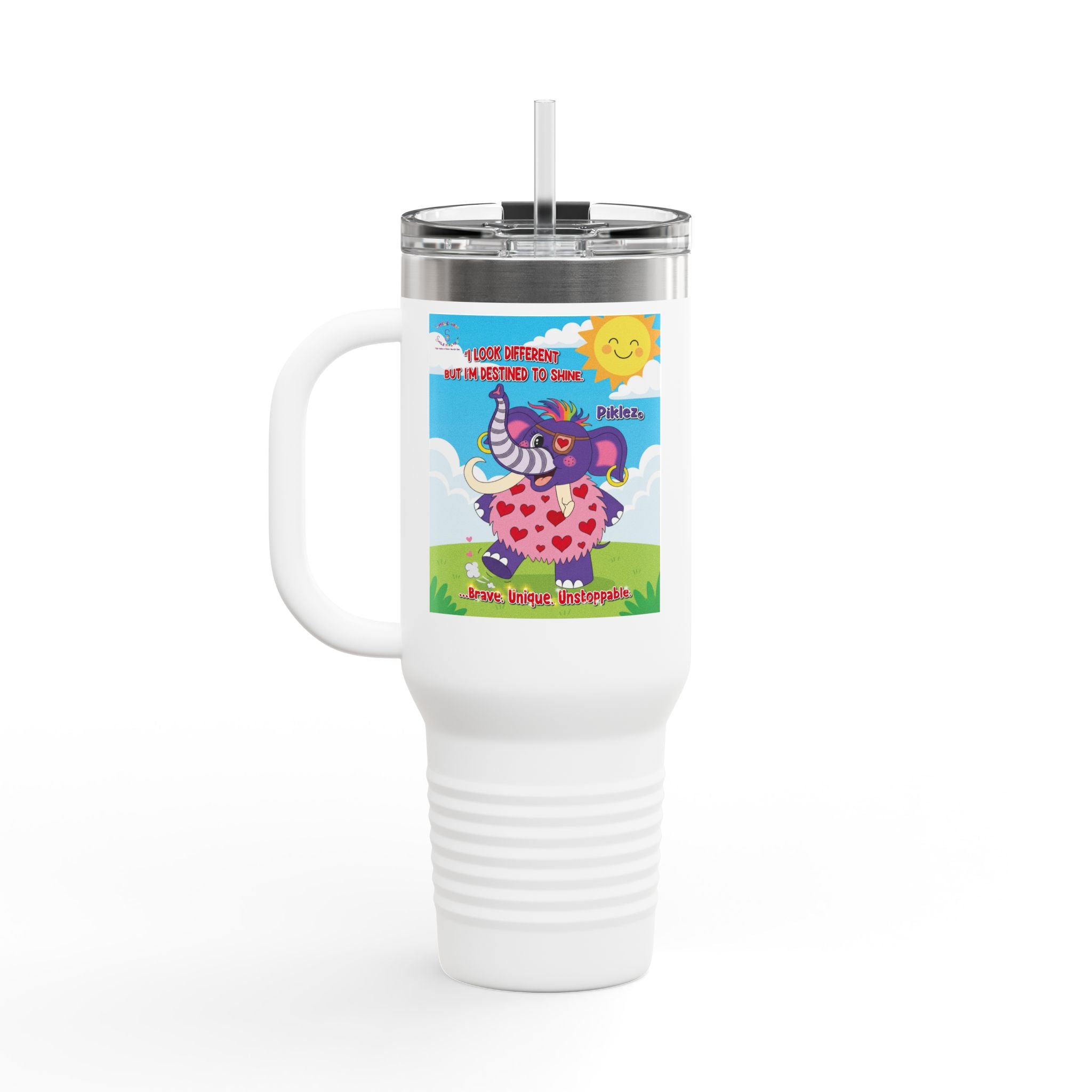 Piklez™ Insulated Travel Mug 40oz – “Destined to Shine” Large Tumbler | Smile Universe Collection