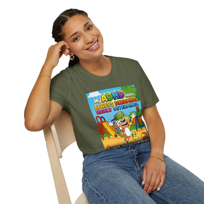Potz™ Unisex Softstyle T-Shirt – "My ADHD Means Always Dreaming, Highly Determined" Graphic Tee | Smile Universe Collection
