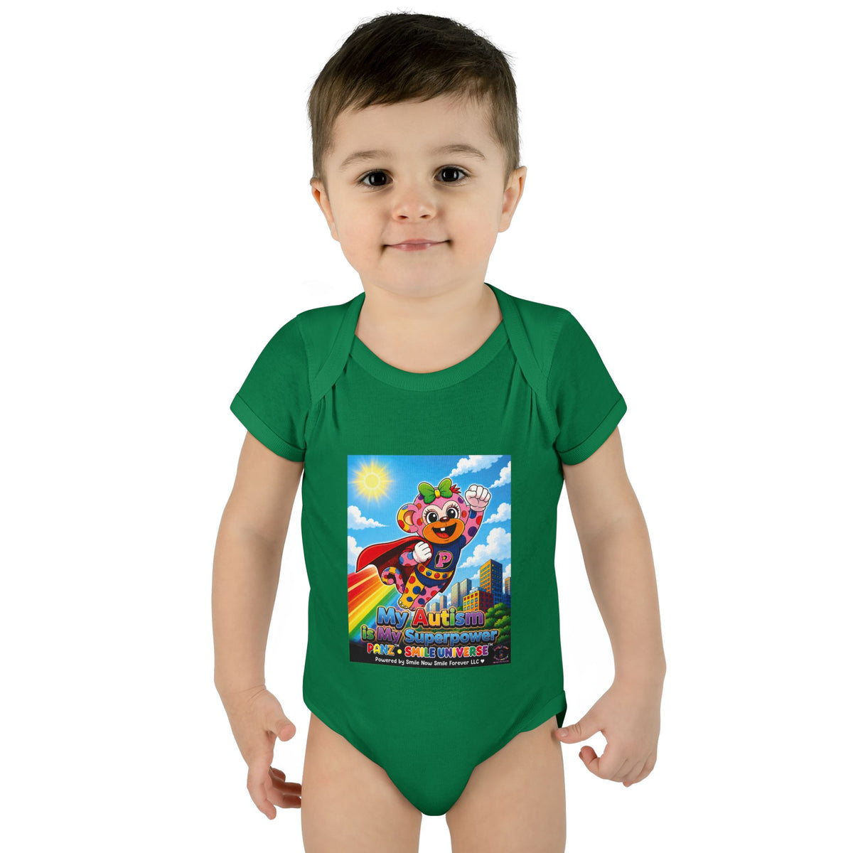 Panz™ Infant Baby Rib Bodysuit – "My Autism is My Superpower" Graphic | Smile Universe Collection