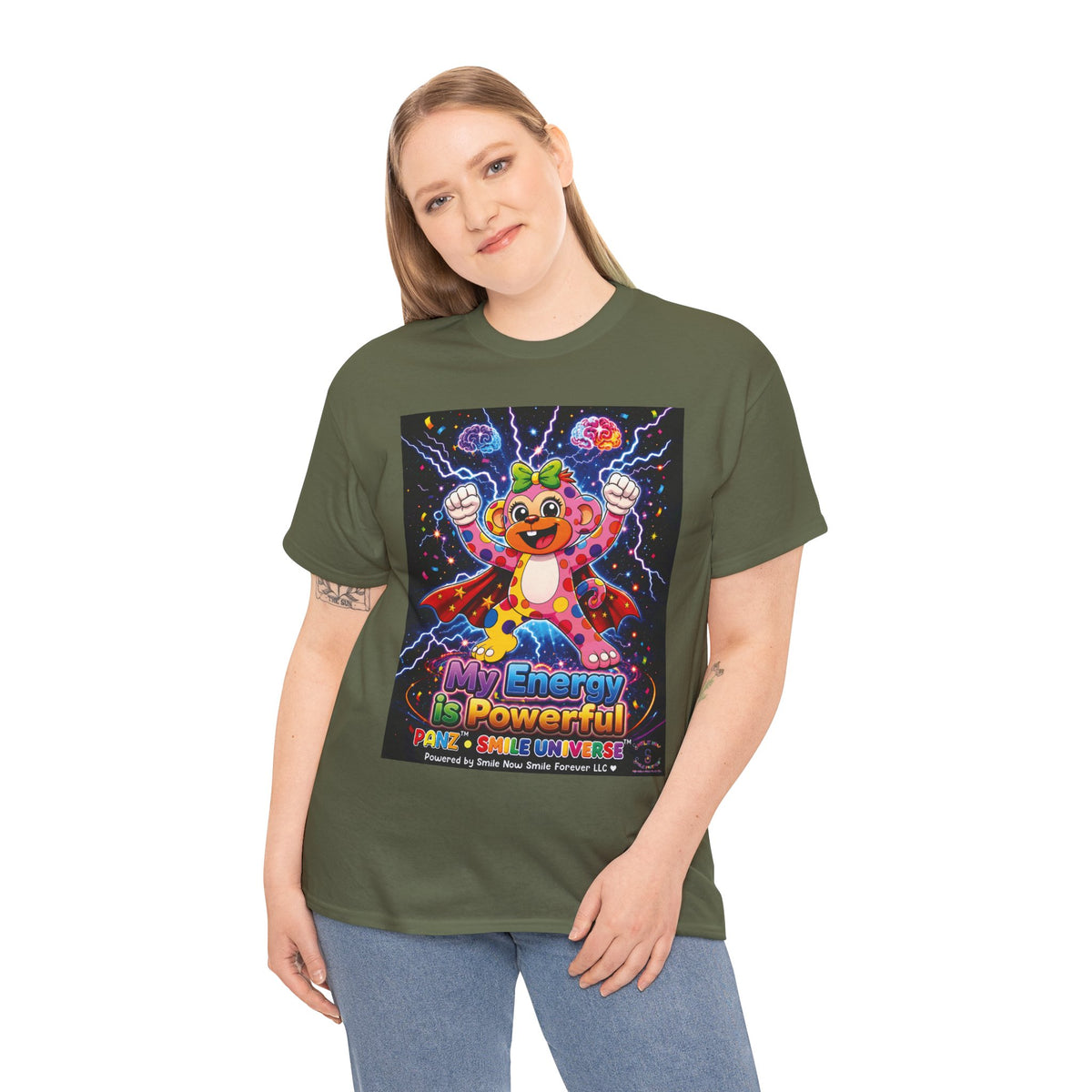 Panz™ Unisex Heavy Cotton™ Tee For Adult – "My Energy is Powerful" Graphic Tee | Smile Universe Collection