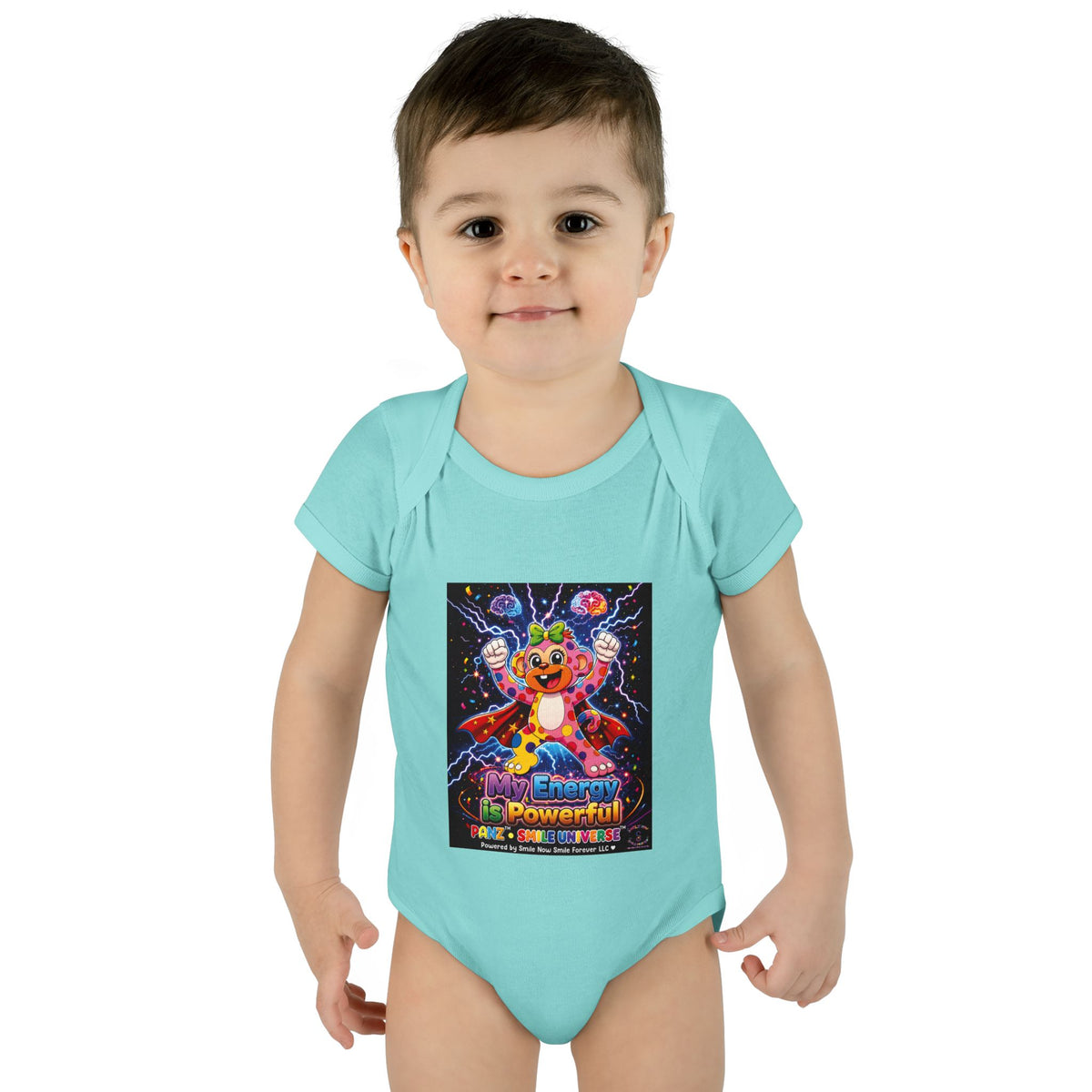 Panz™ Infant Baby Rib Bodysuit – "My Energy is Powerful" Graphic Onesie | Smile Universe Collection