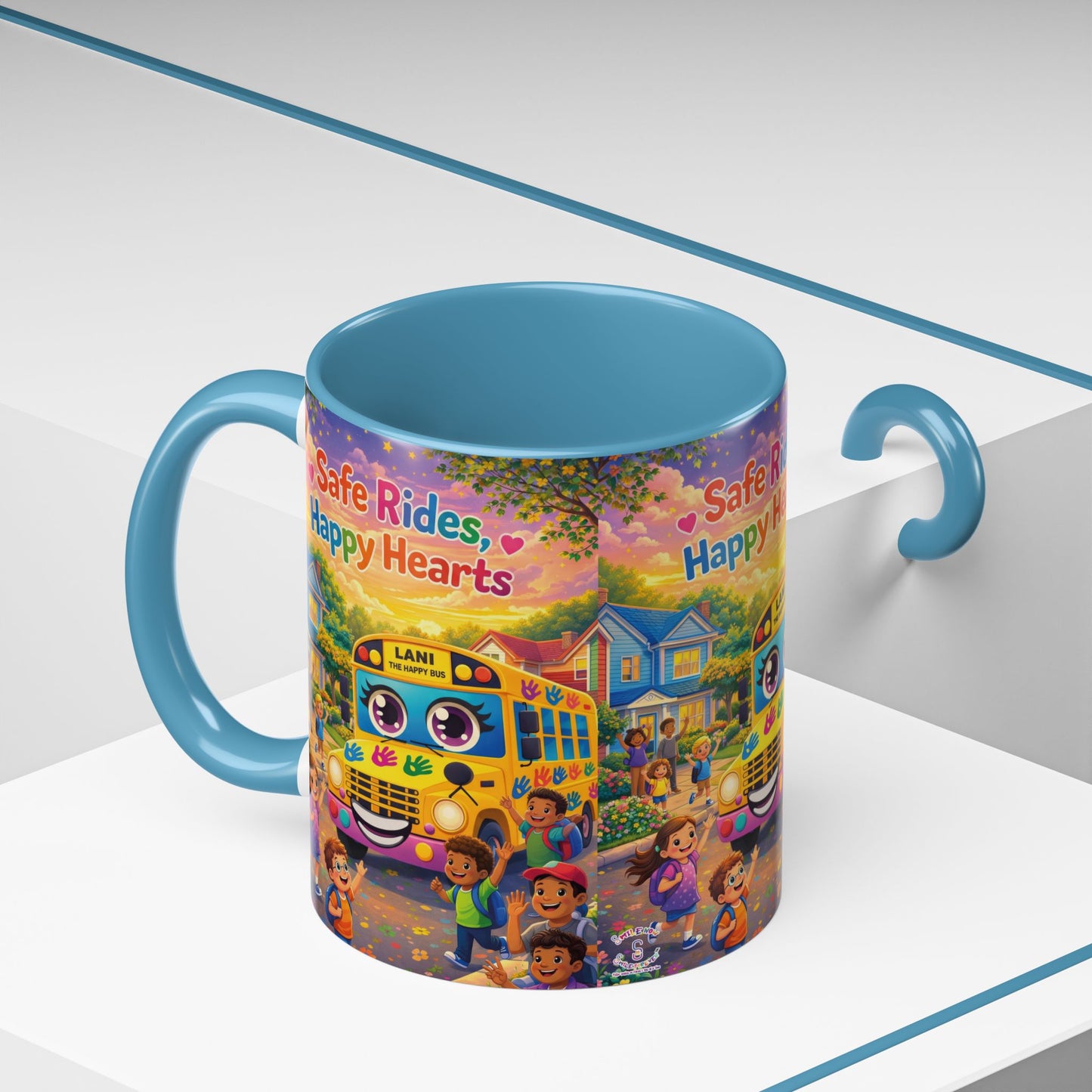 Lani™ Accent Coffee Mug (11oz & 15oz) – "Safe Rides, Happy Hearts" Graphic
