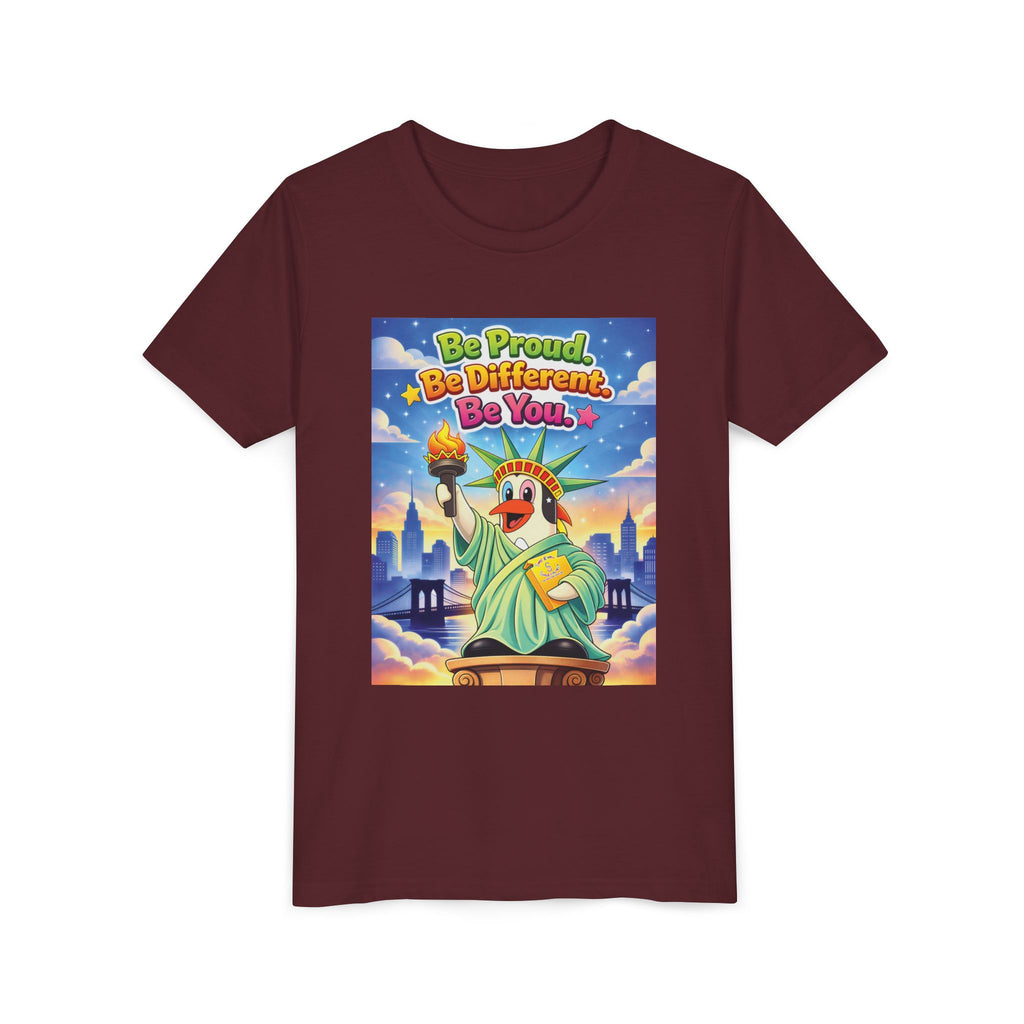 TuBz™M "Be Proud. Be Different. Be You." Kids T-Shirt - Inspirational Graphic Tee