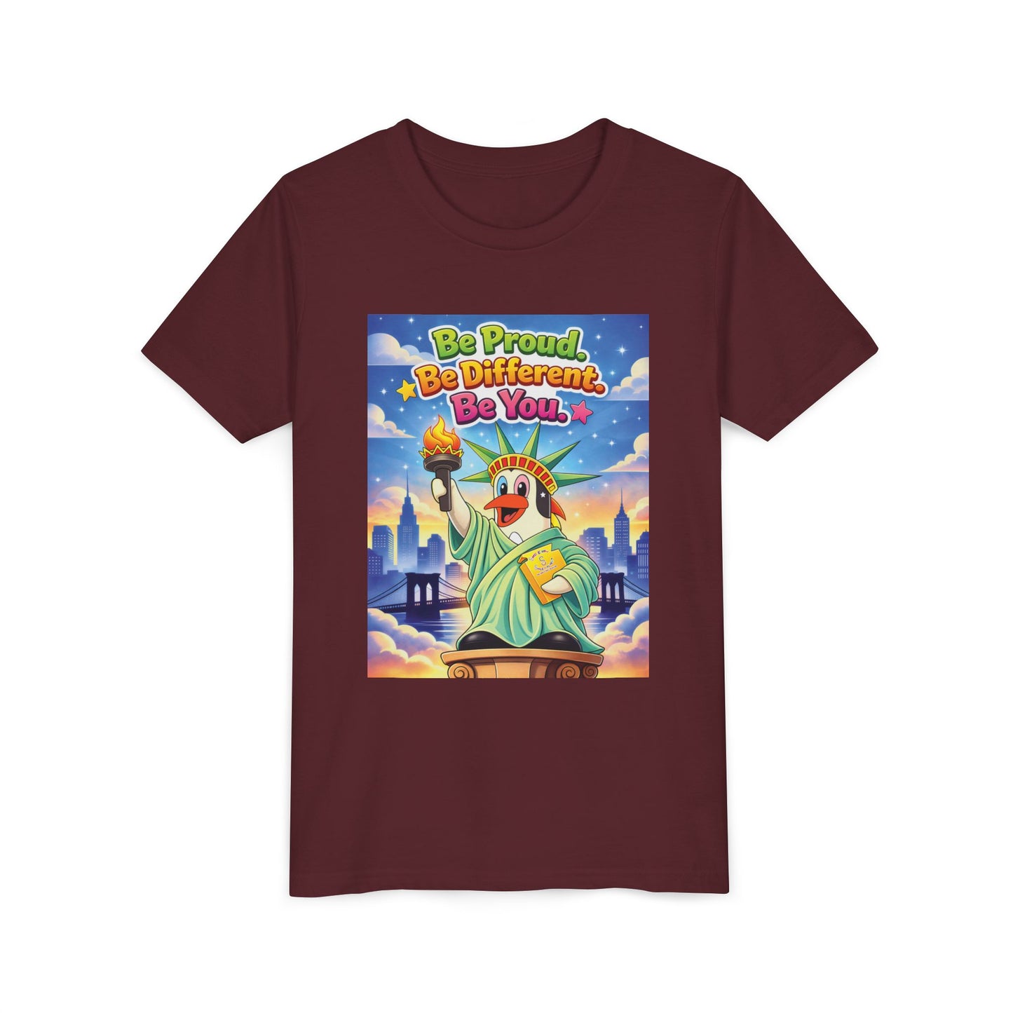 TuBz™M "Be Proud. Be Different. Be You." Kids T-Shirt - Inspirational Graphic Tee