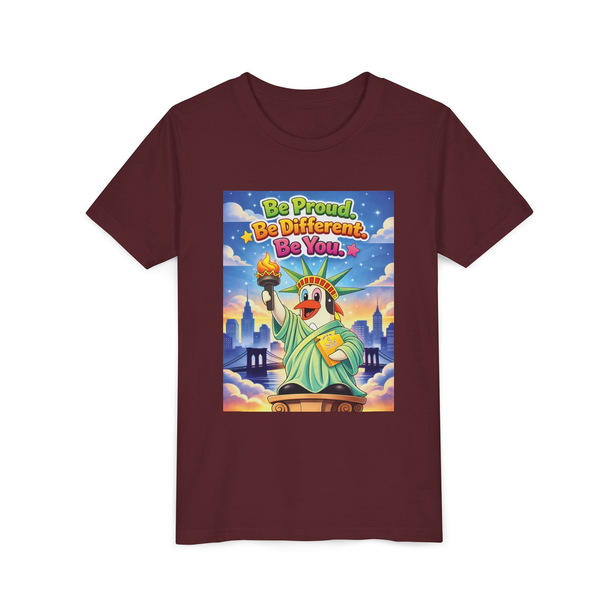 TuBz™M "Be Proud. Be Different. Be You." Kids T-Shirt - Inspirational Graphic Tee