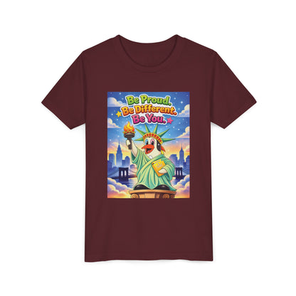 TuBz™M "Be Proud. Be Different. Be You." Kids T-Shirt - Inspirational Graphic Tee