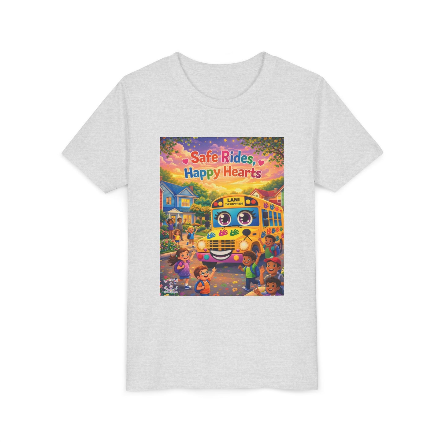 Lani™ Youth Short Sleeve Tee – "Safe Rides, Happy Hearts" Graphic