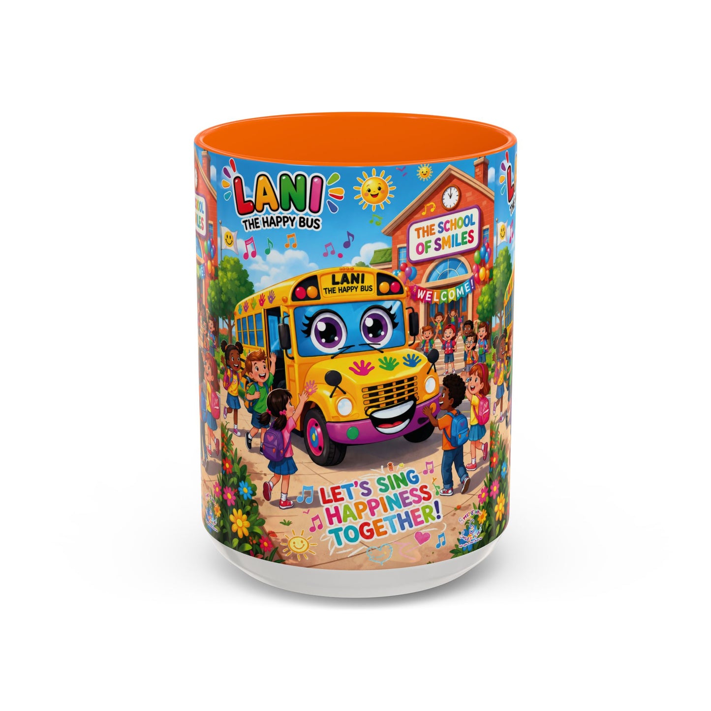 Lani™ Accent Coffee Mug (11oz & 15oz) – "Let's Sing Happiness Together!" Graphic