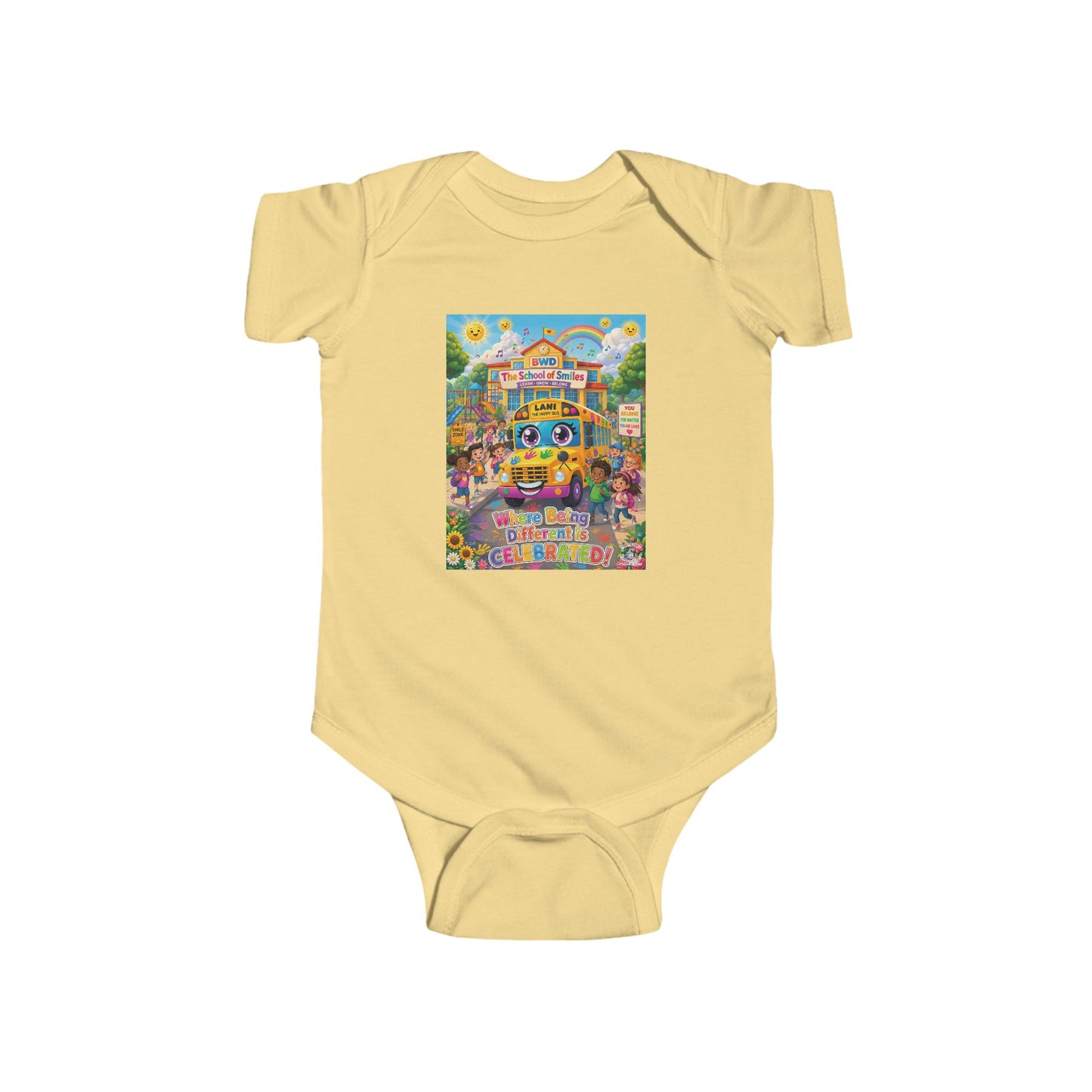 Lani™ Infant Fine Jersey Bodysuit – "Where Being Different is CELEBRATED!" Graphic