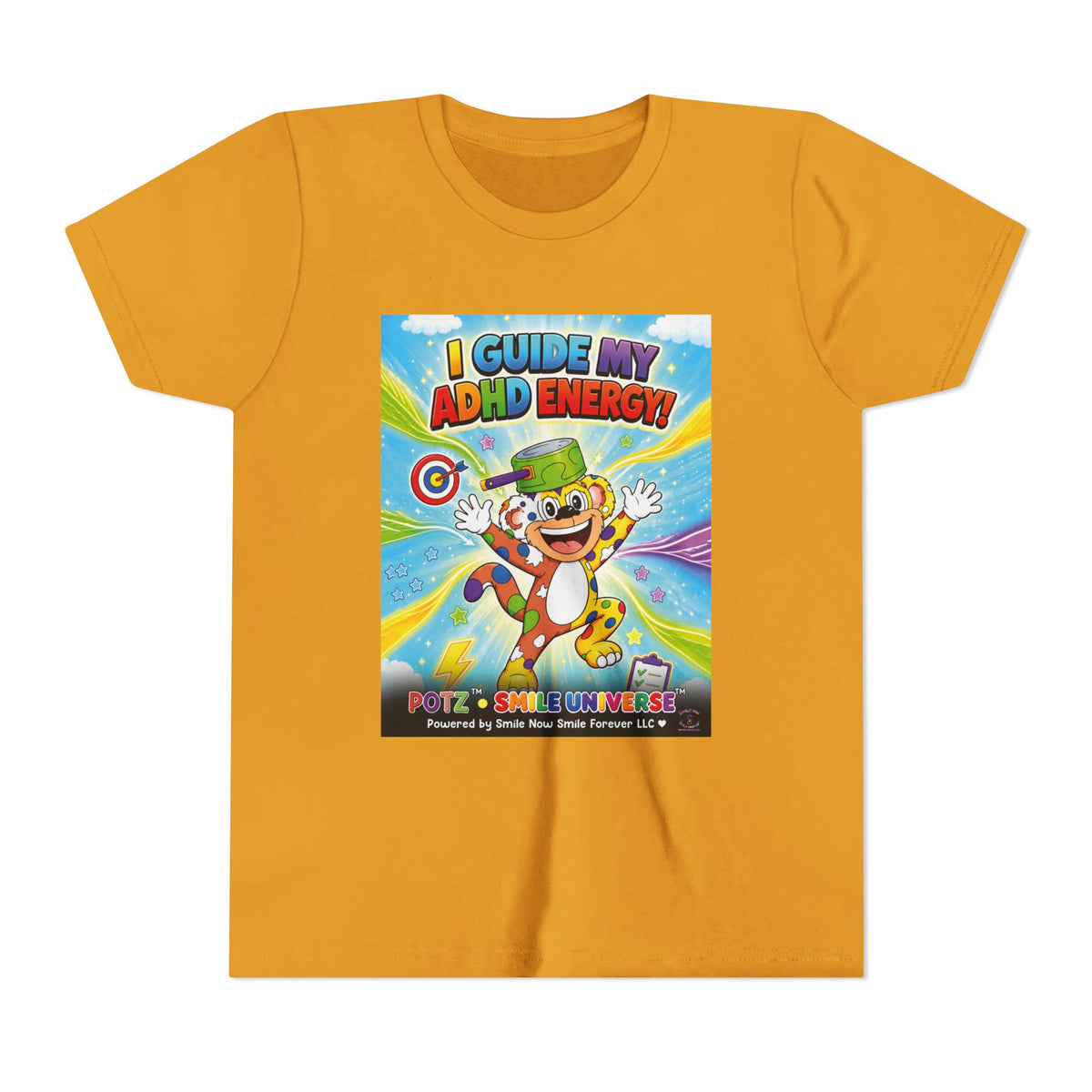 Potz™ Youth Short Sleeve Tee – "I Guide My ADHD Energy!" Graphic Tee | Smile Universe Collection